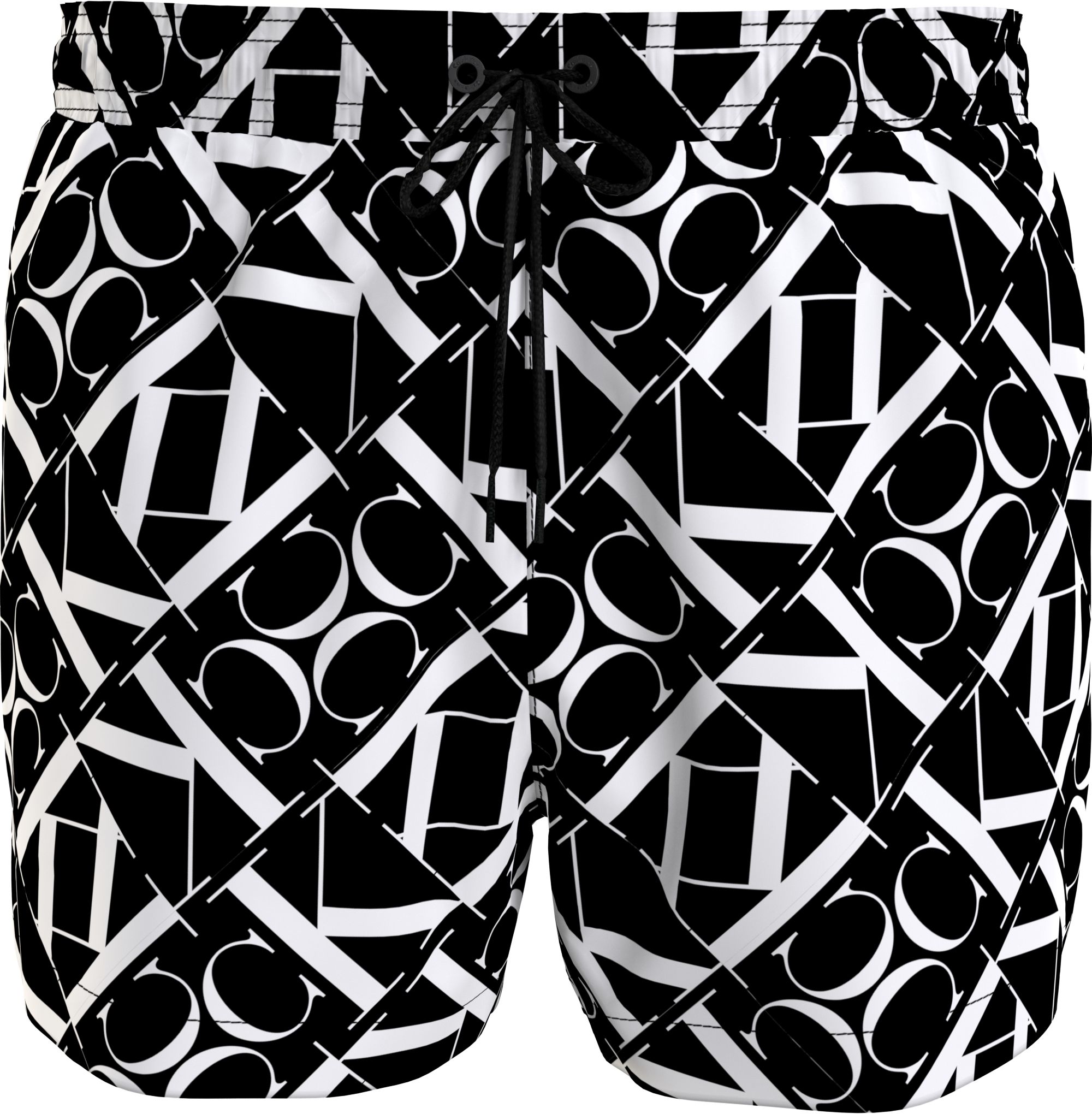 Calvin Klein Short Drawstring swimshort, heren zwembroek, zwart-wit logo dessin