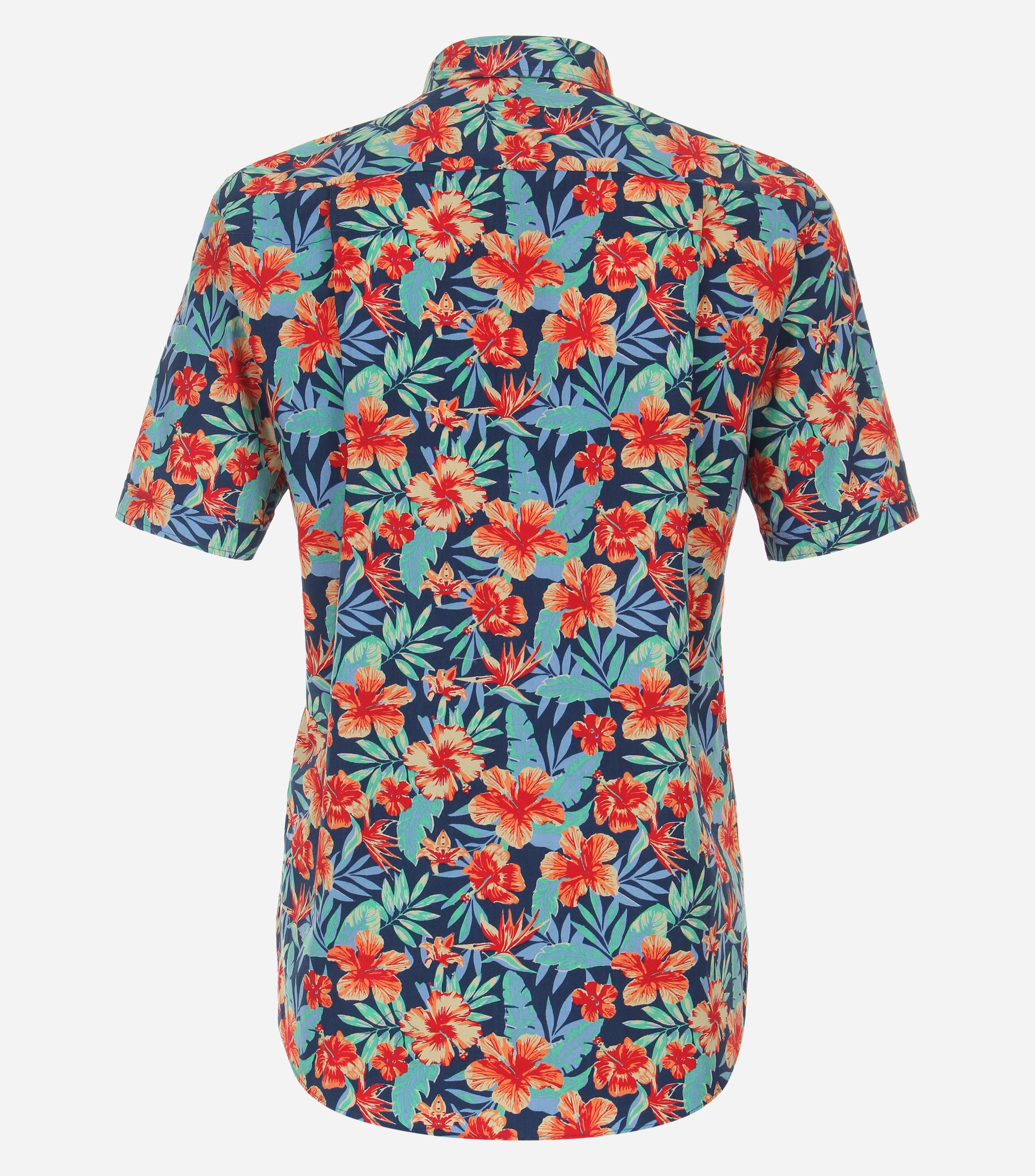 Redmond modern fit overhemd, korte mouw, popeline, blauw dessin