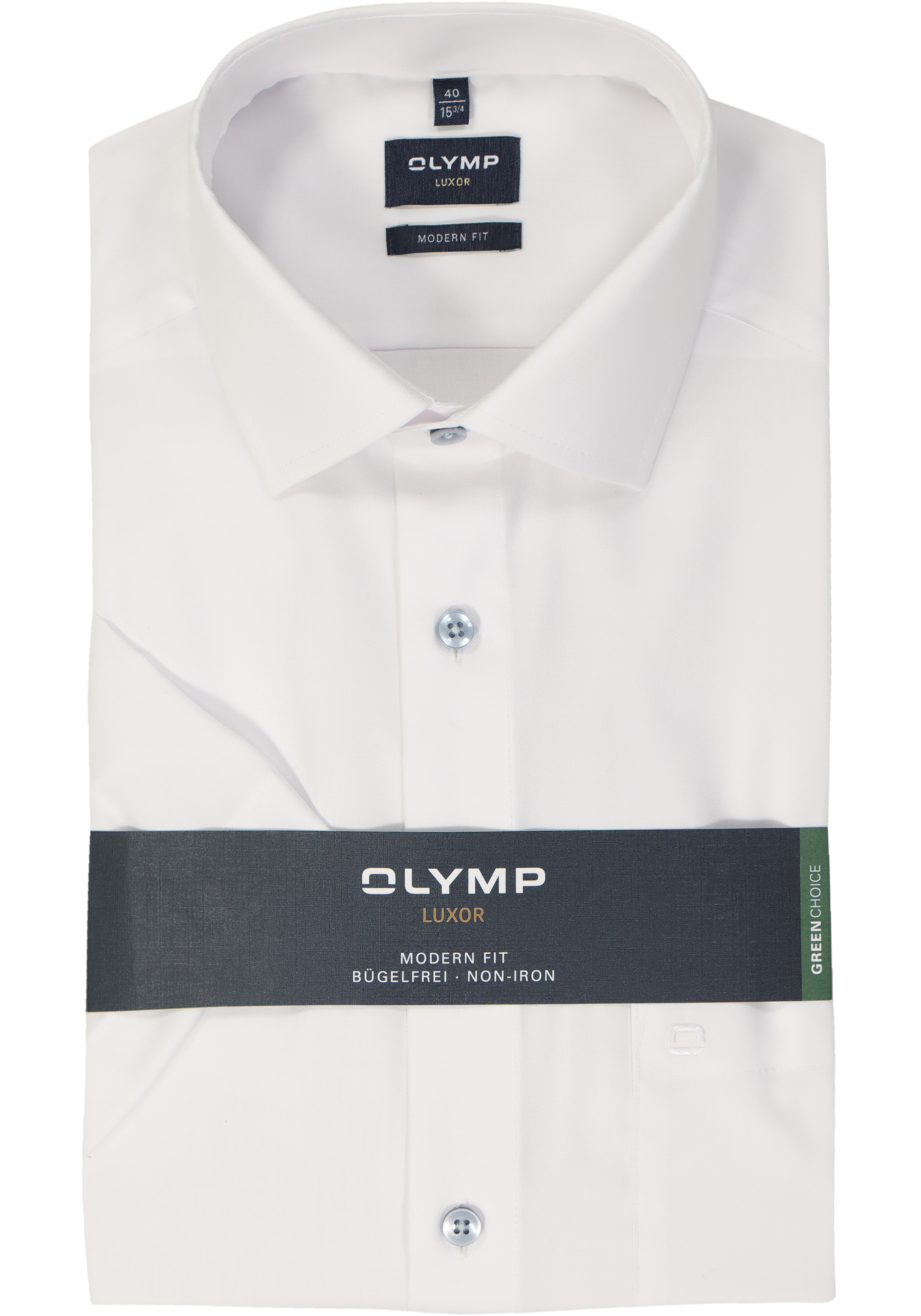 OLYMP modern fit overhemd, korte mouw, structuur, wit