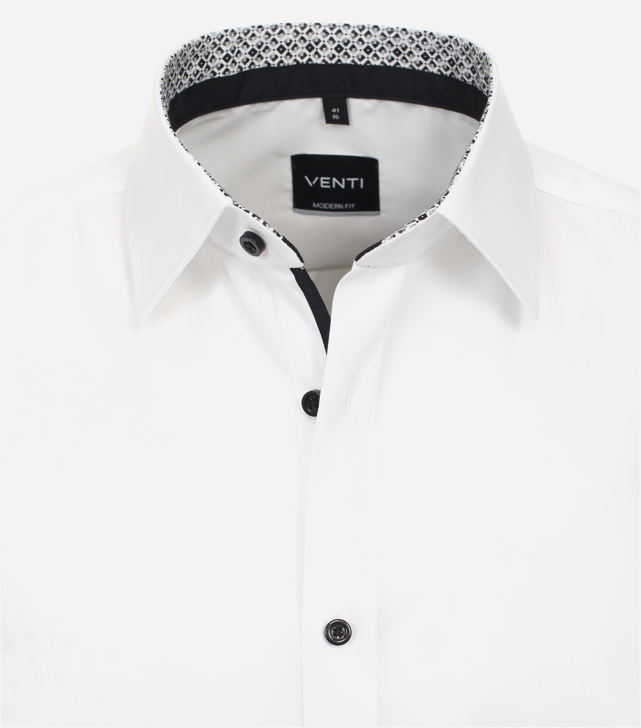 VENTI modern fit overhemd, korte mouw, popeline, wit