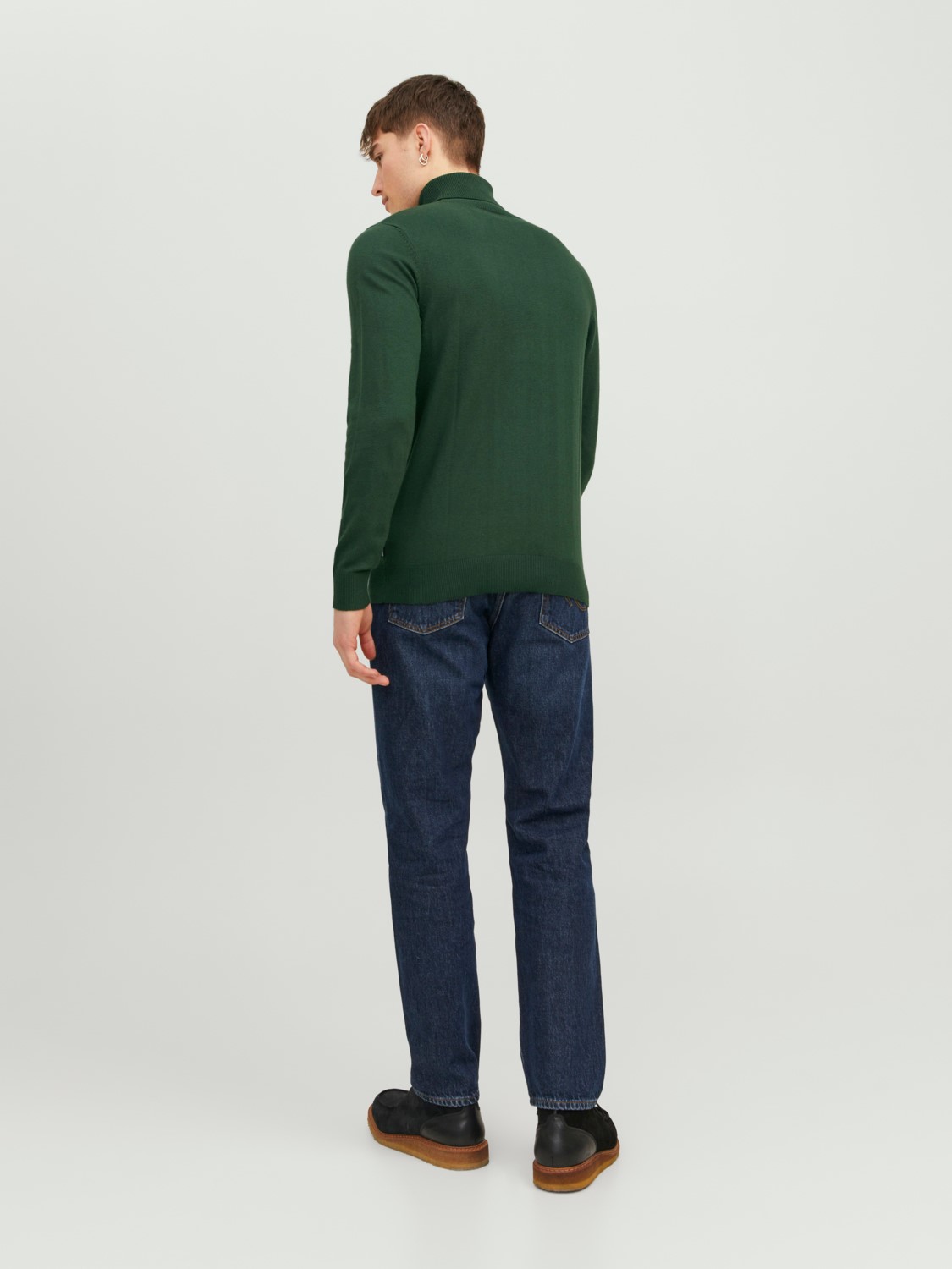 JACK & JONES Emil knit roll neck slim fit, heren pullover viscosemengsel met col, groen