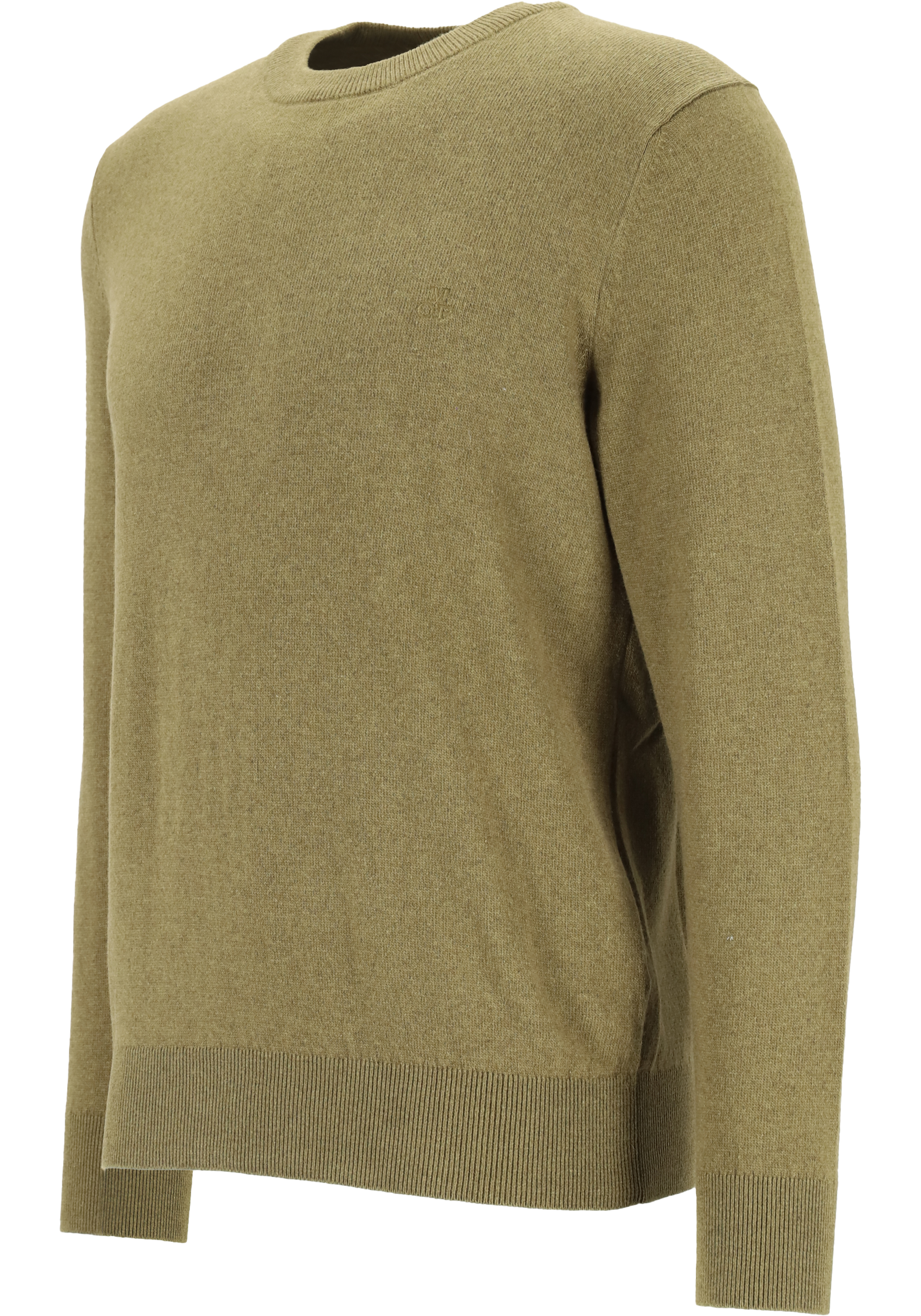 Marc O'Polo regular fit pullover, heren trui wol- met katoenmengsel met O-hals, mosgroen (middeldik)
