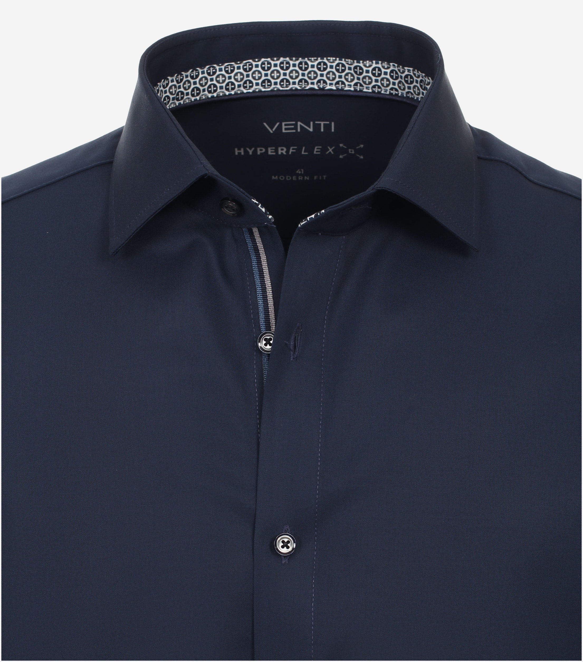 VENTI modern fit overhemd, korte mouw, twill, blauw
