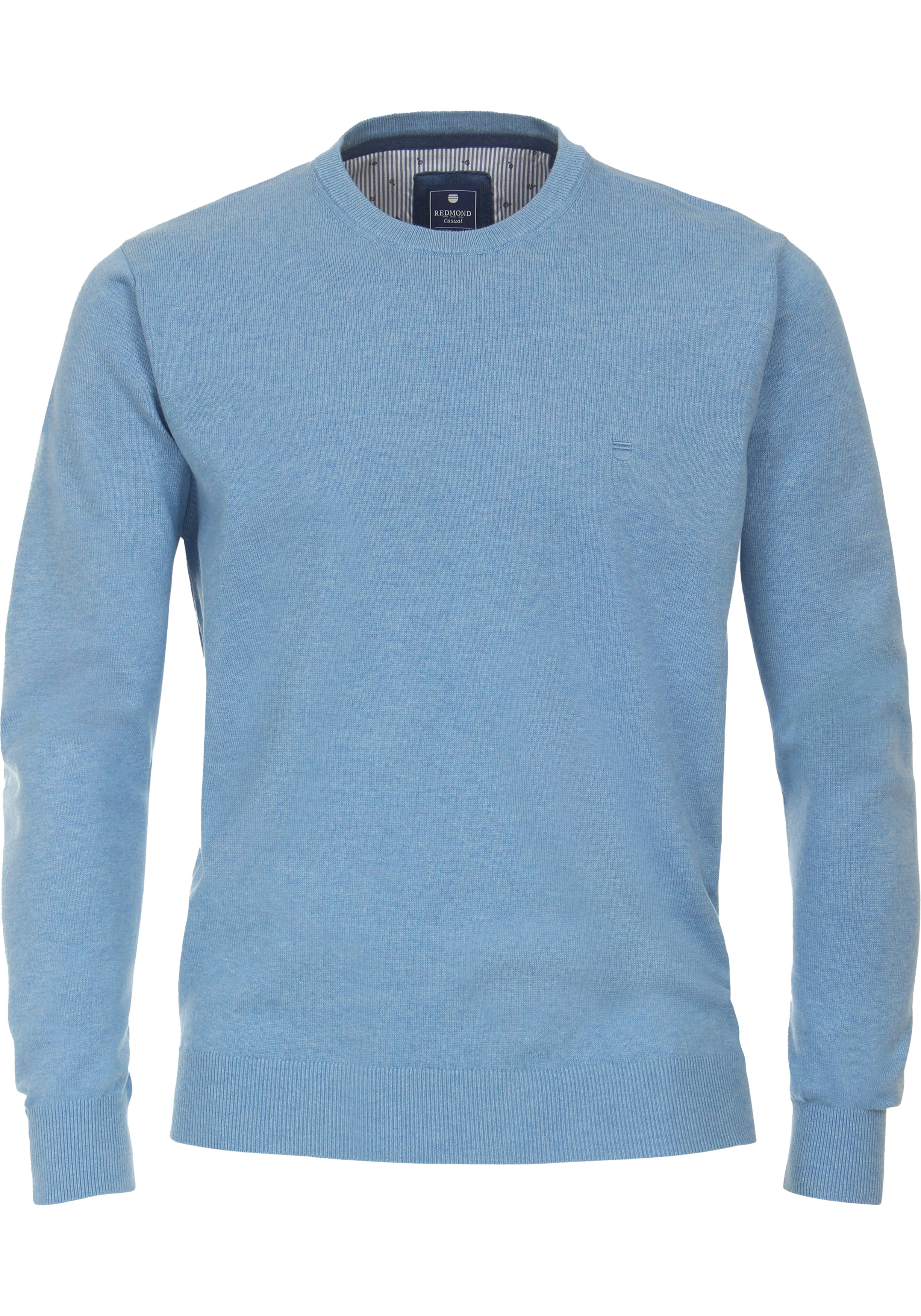 Redmond heren trui katoen, O-hals, blauw (middeldik)