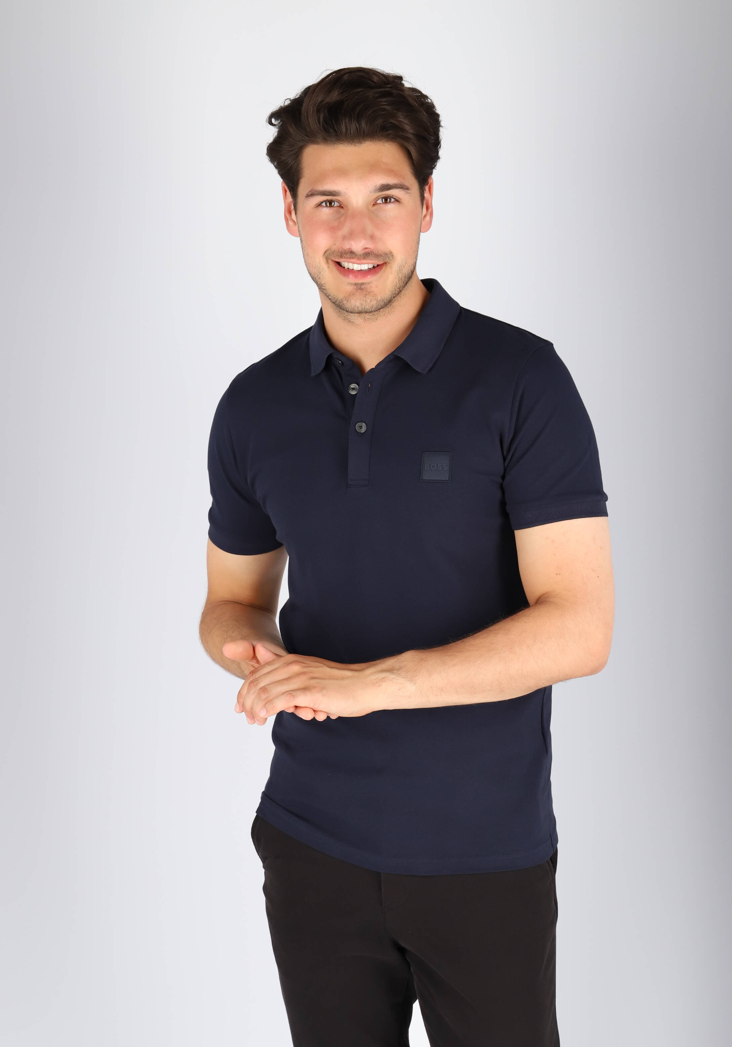 HUGO BOSS Passenger slim fit polo, stretch heren polo korte mouw, donkerblauw