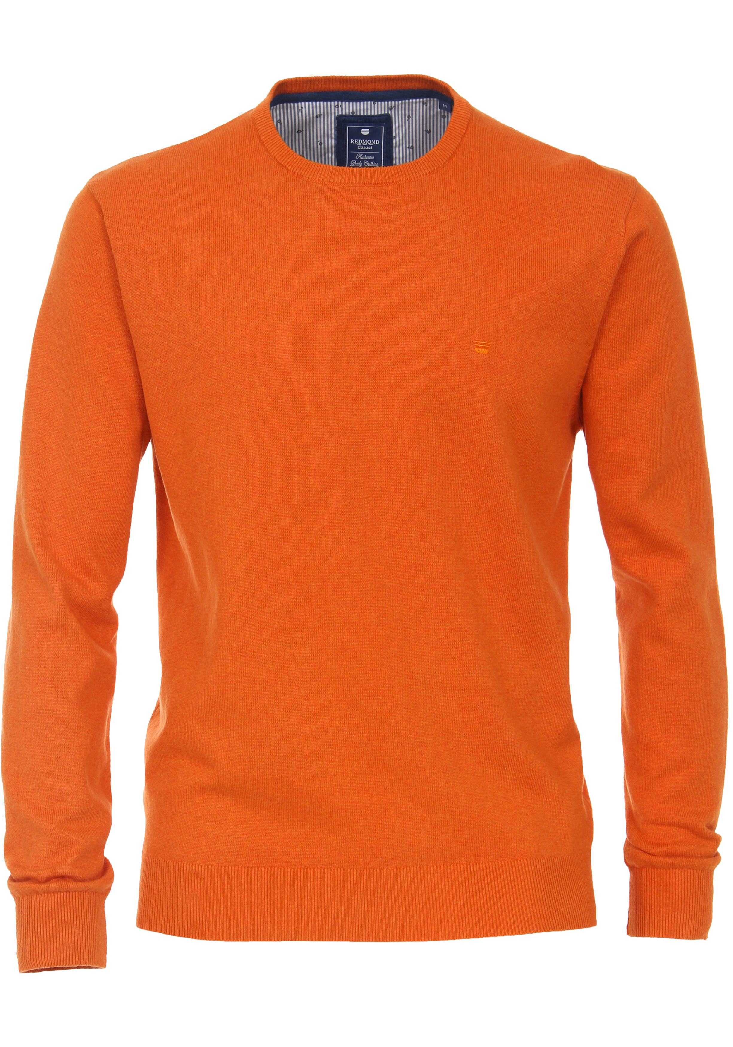 Redmond heren trui katoen, O-hals, oranje (middeldik)