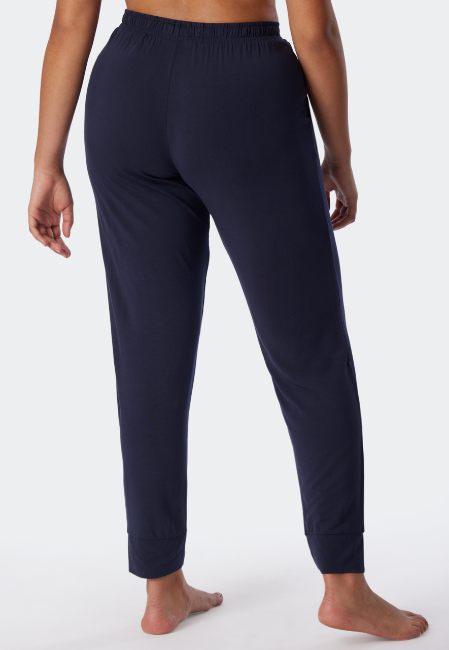 SCHIESSER Mix Relax Loungebroek Lang, Dames Loungebroek Lang Jersey Stippen Donkerblauw Patroon 179271 835 SCHIESSER Mix Relax Loungebroek Lang, Dames Loungebroek Lang Jersey Stippen Donkerblauw Patroon 179271 835