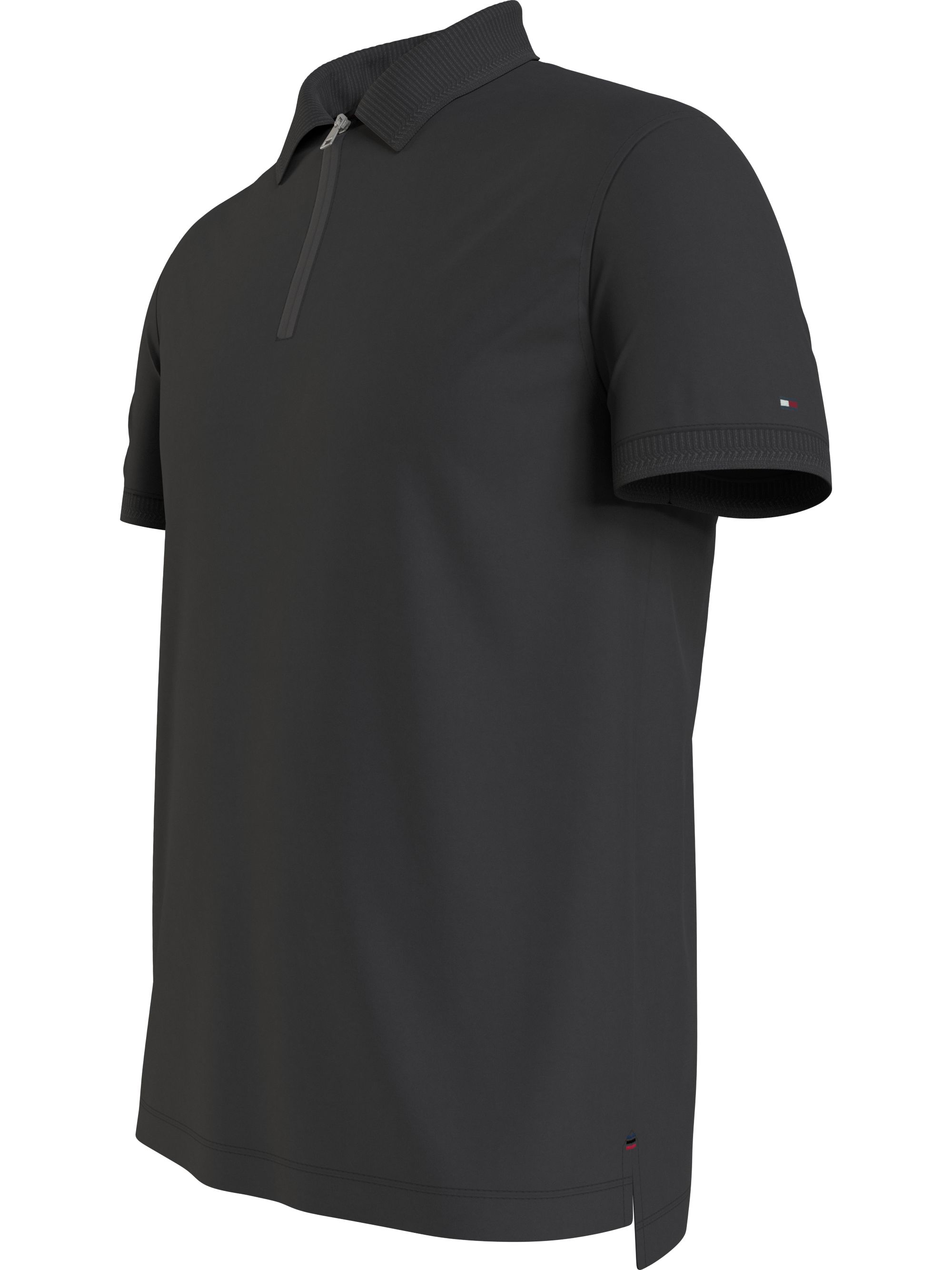 Tommy Hilfiger Dc Interlock Zip Slim Polo, heren poloshirt, zwart