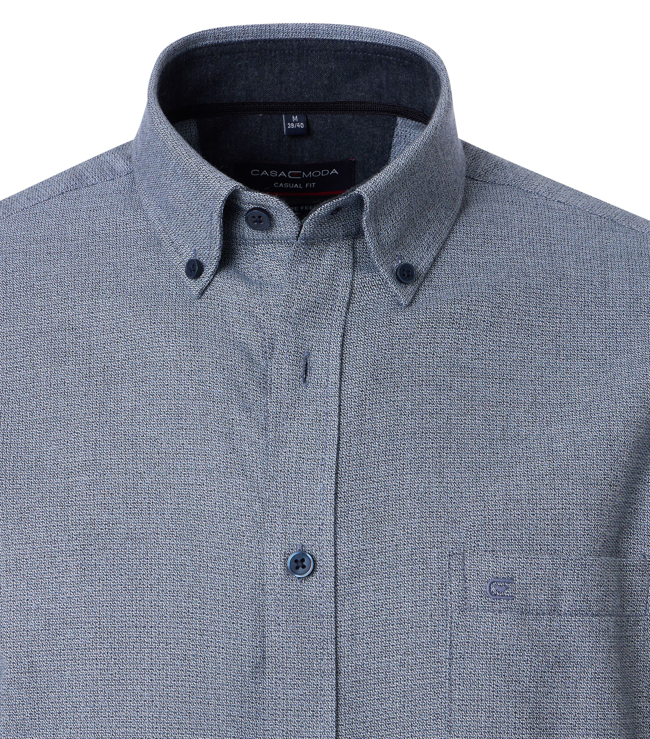 CASA MODA Sport casual fit overhemd, flanel, blauw - 444308900-100