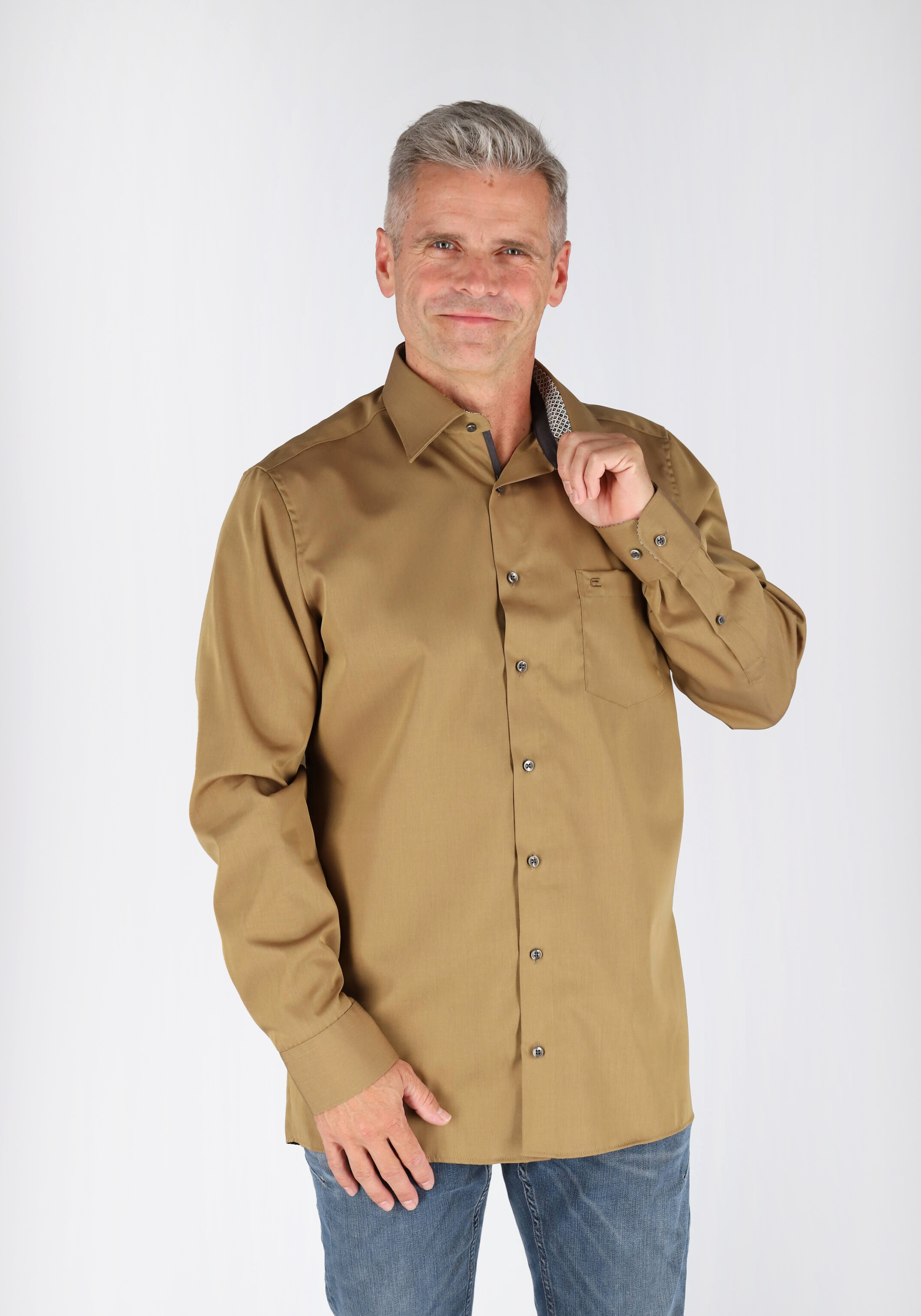 CASA MODA comfort fit overhemd, bruin (contrast)