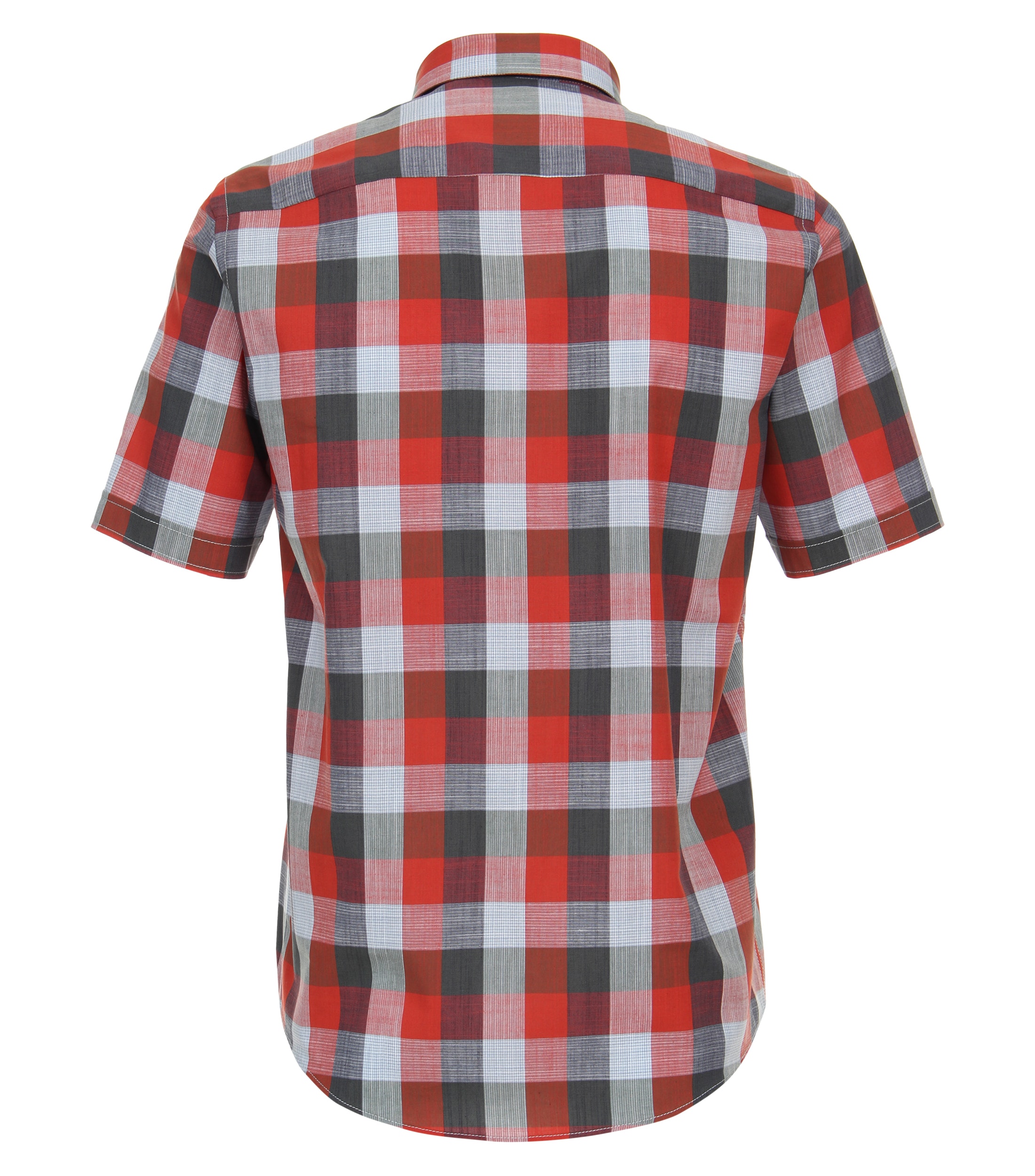 CASA MODA Sport casual fit overhemd, korte mouw, chambray, rood geruit - 944267200-400
