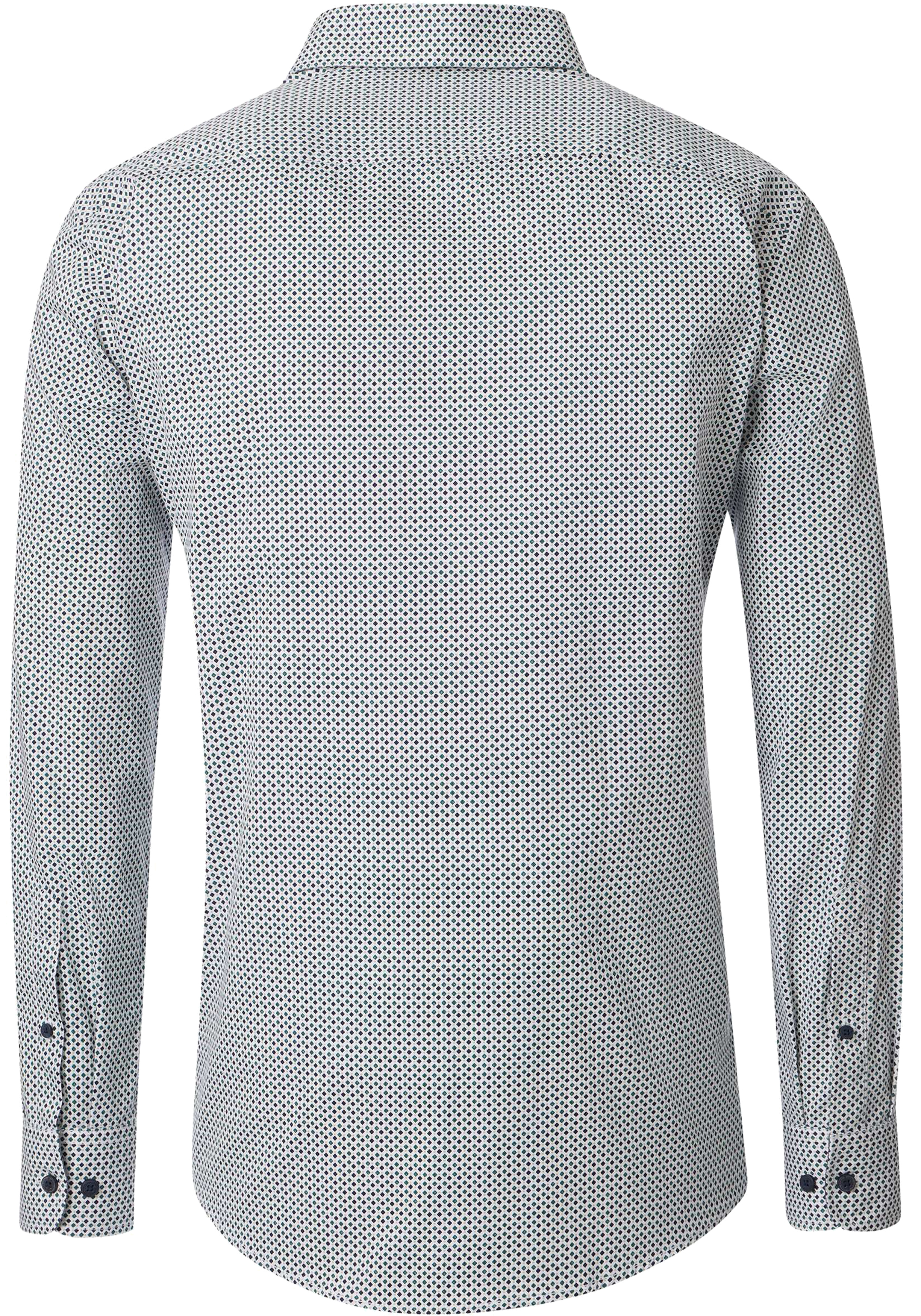 CASA MODA Sport comfort fit overhemd, twill, wit met blauw en groen dessin