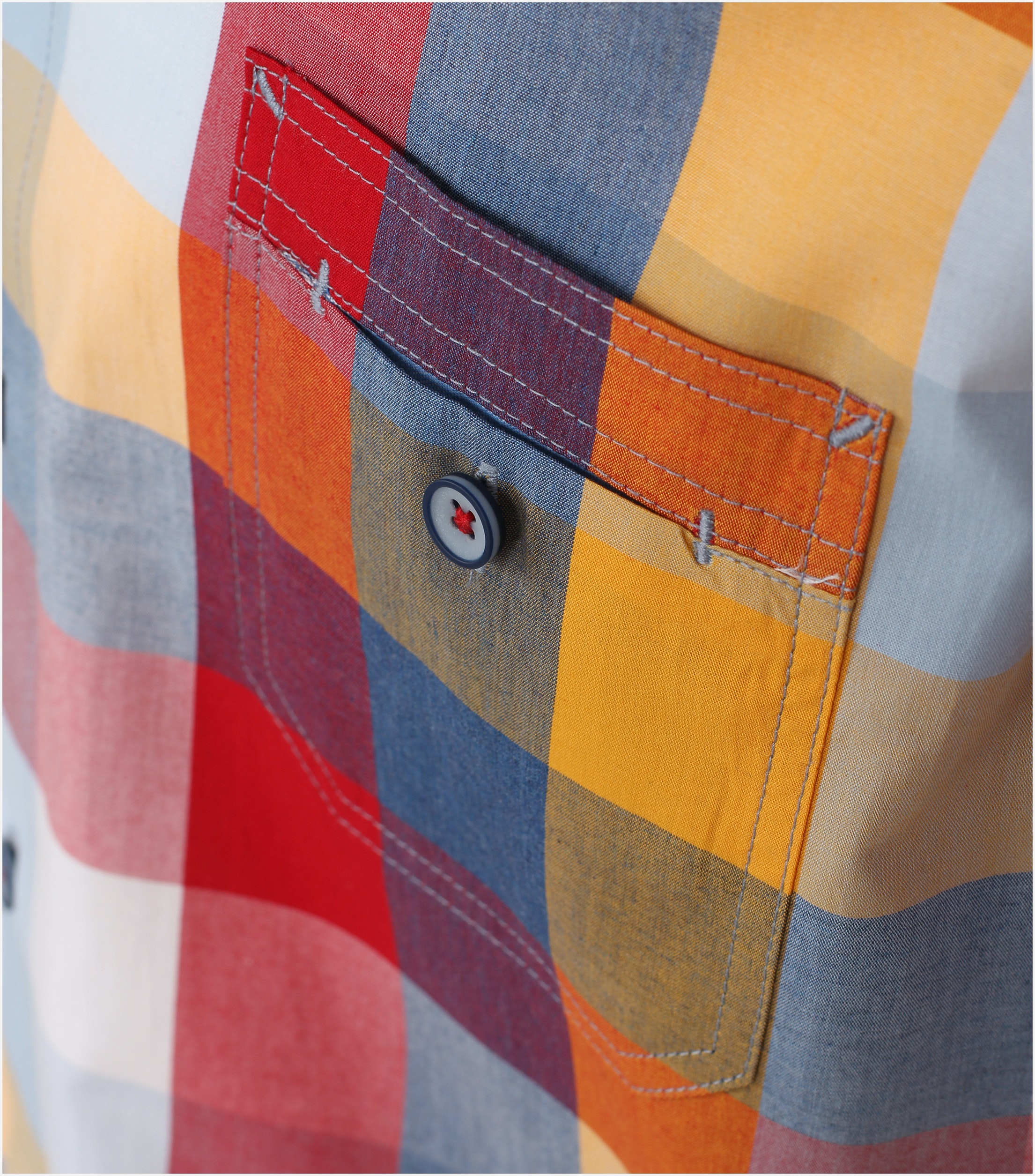 Redmond comfort fit overhemd, korte mouw, popeline, rood geruit