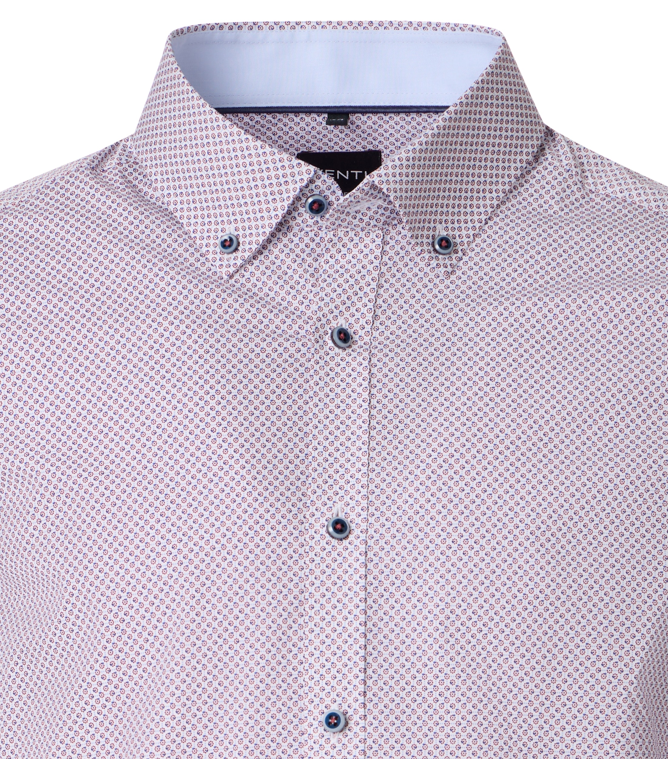 VENTI body fit overhemd, popeline, rood, wit en blauw dessin
