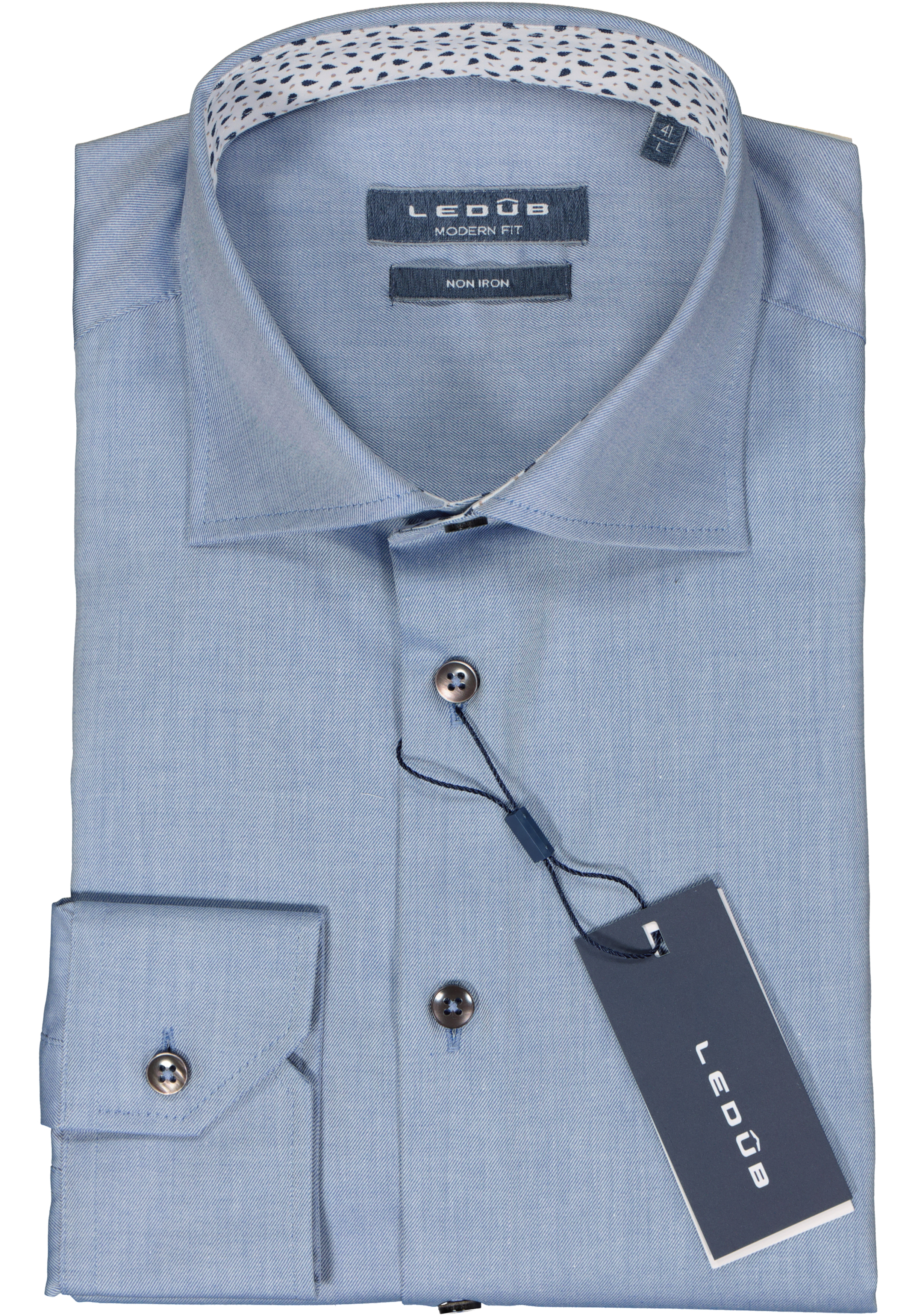 Ledub modern fit overhemd, middenblauw