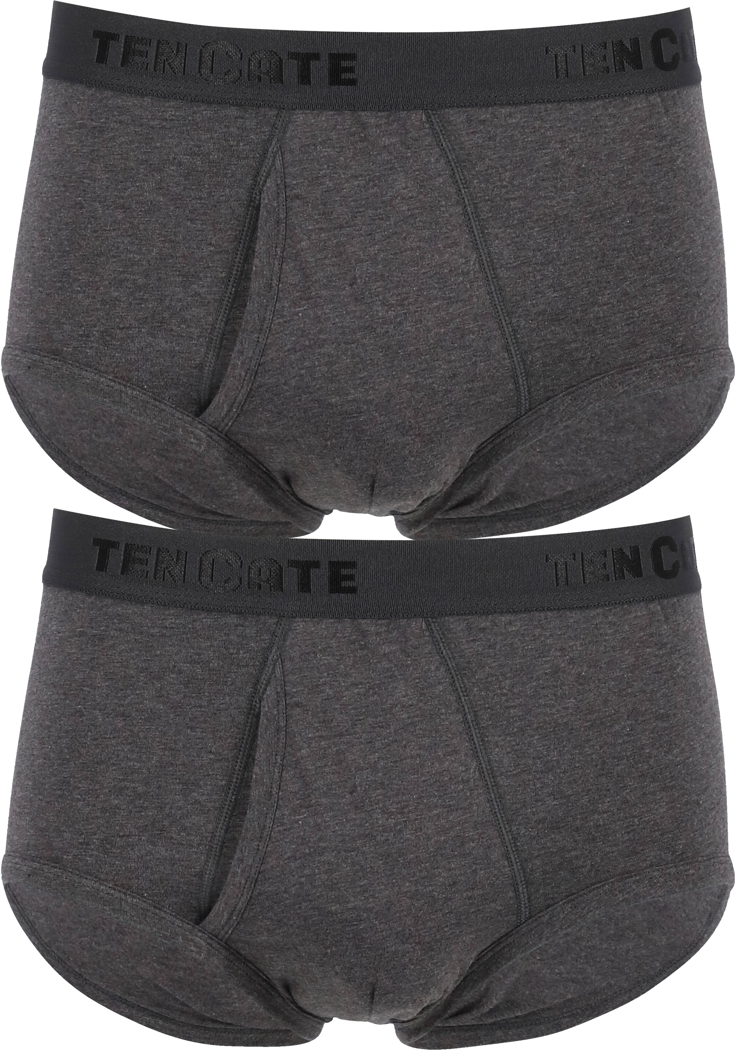 TEN CATE Basics men classic slip met gulp (2-pack), heren heupslips, antraciet grijs melange