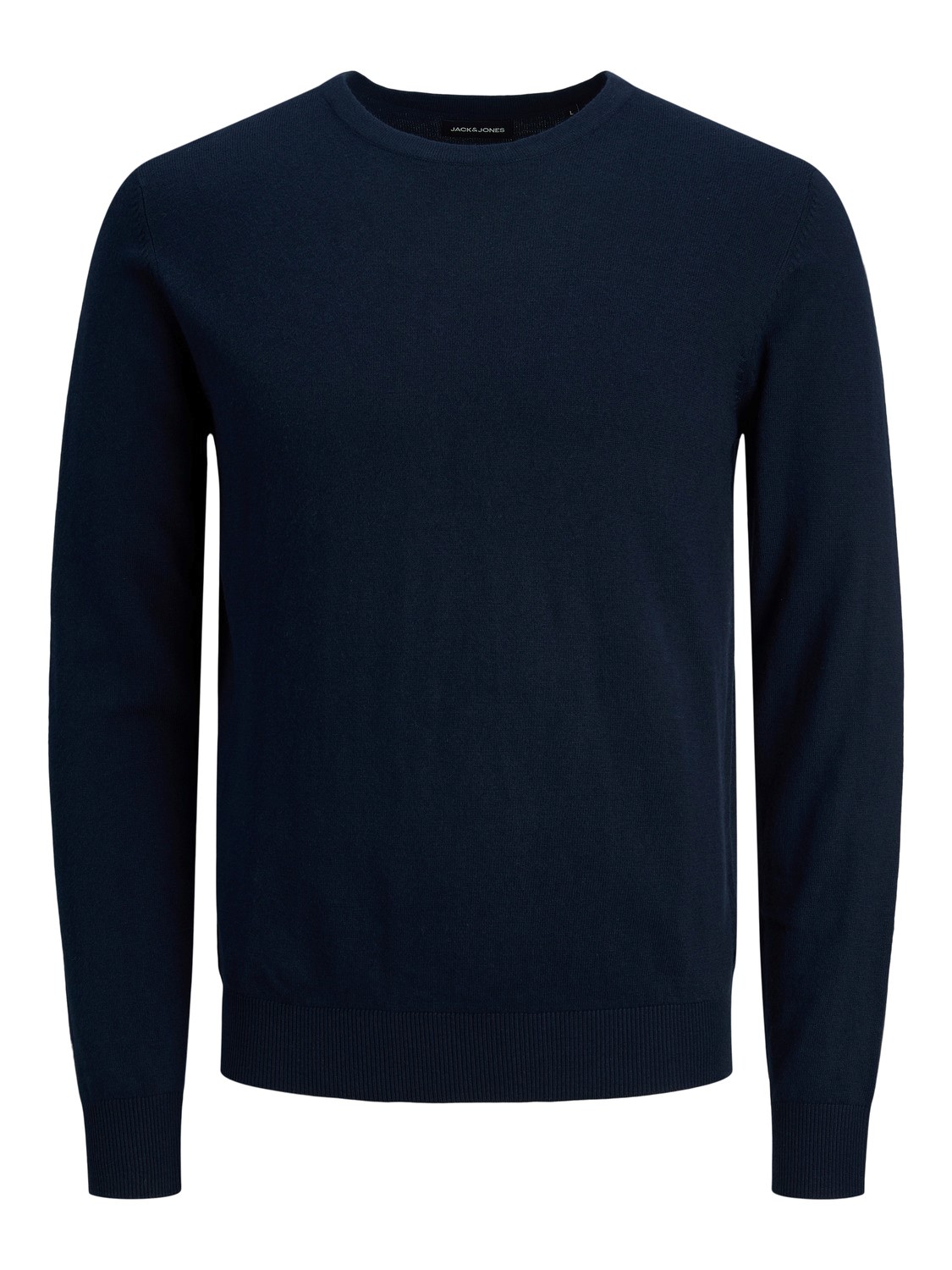 JACK & JONES Emil knit crew neck slim fit, heren pullover viscosemengsel met O-hals, blauw