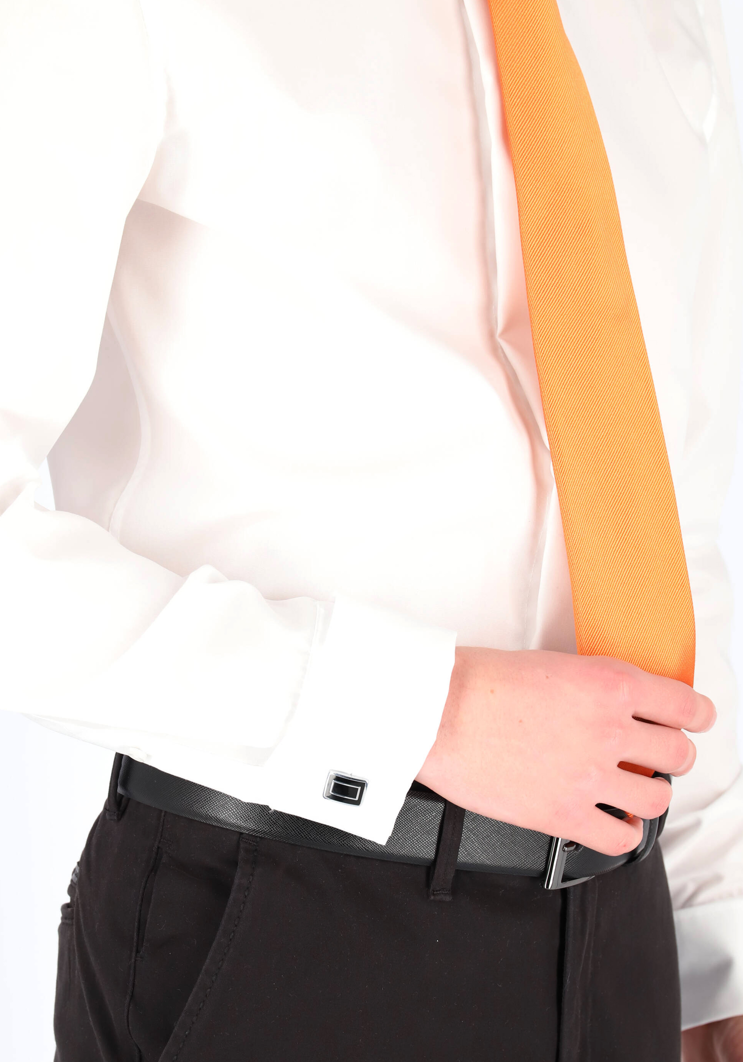 Seidensticker slim fit overhemd, dubbele manchet Kent kraag, wit