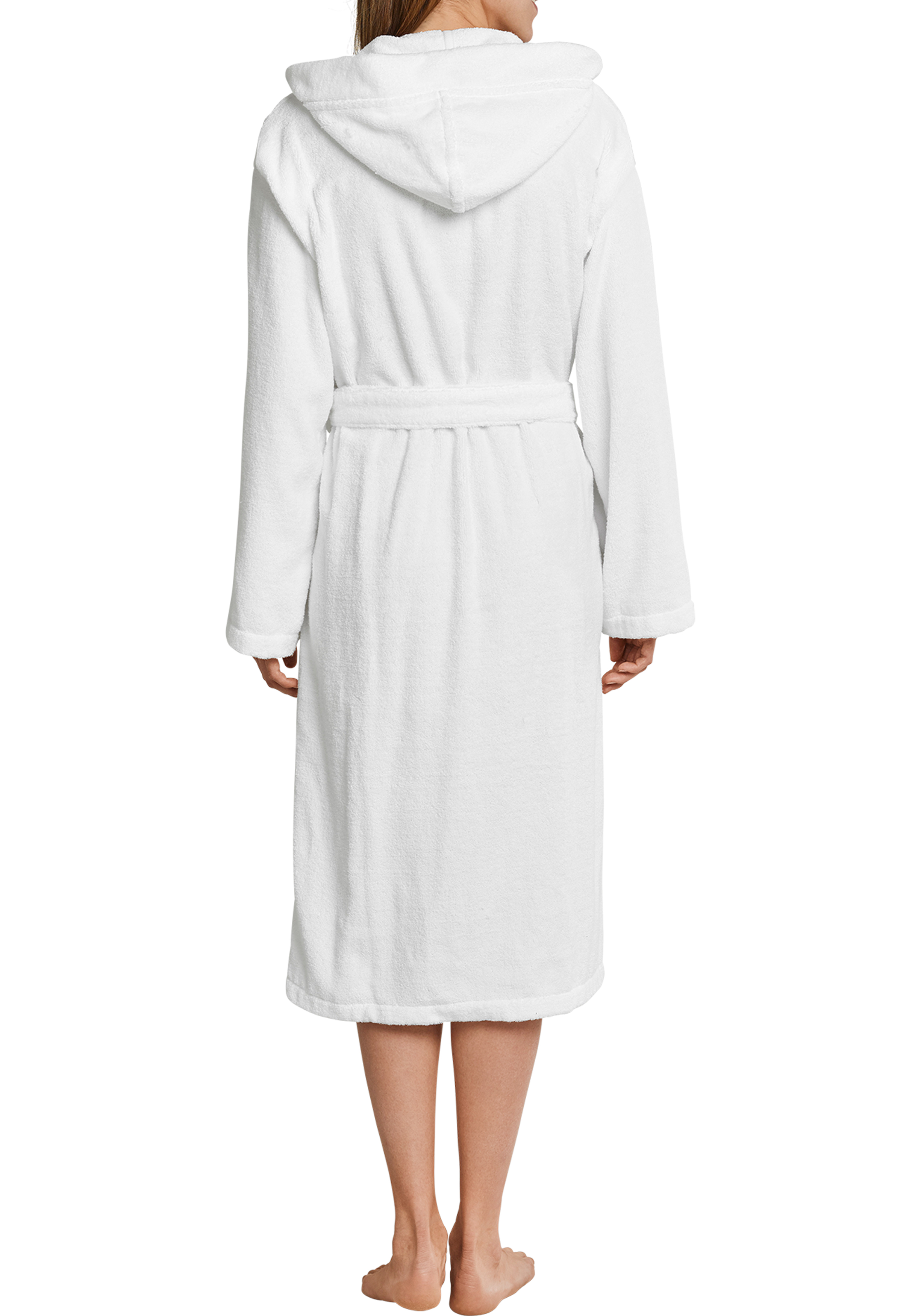 SCHIESSER dames badjas, dik badstof, capuchon, wit