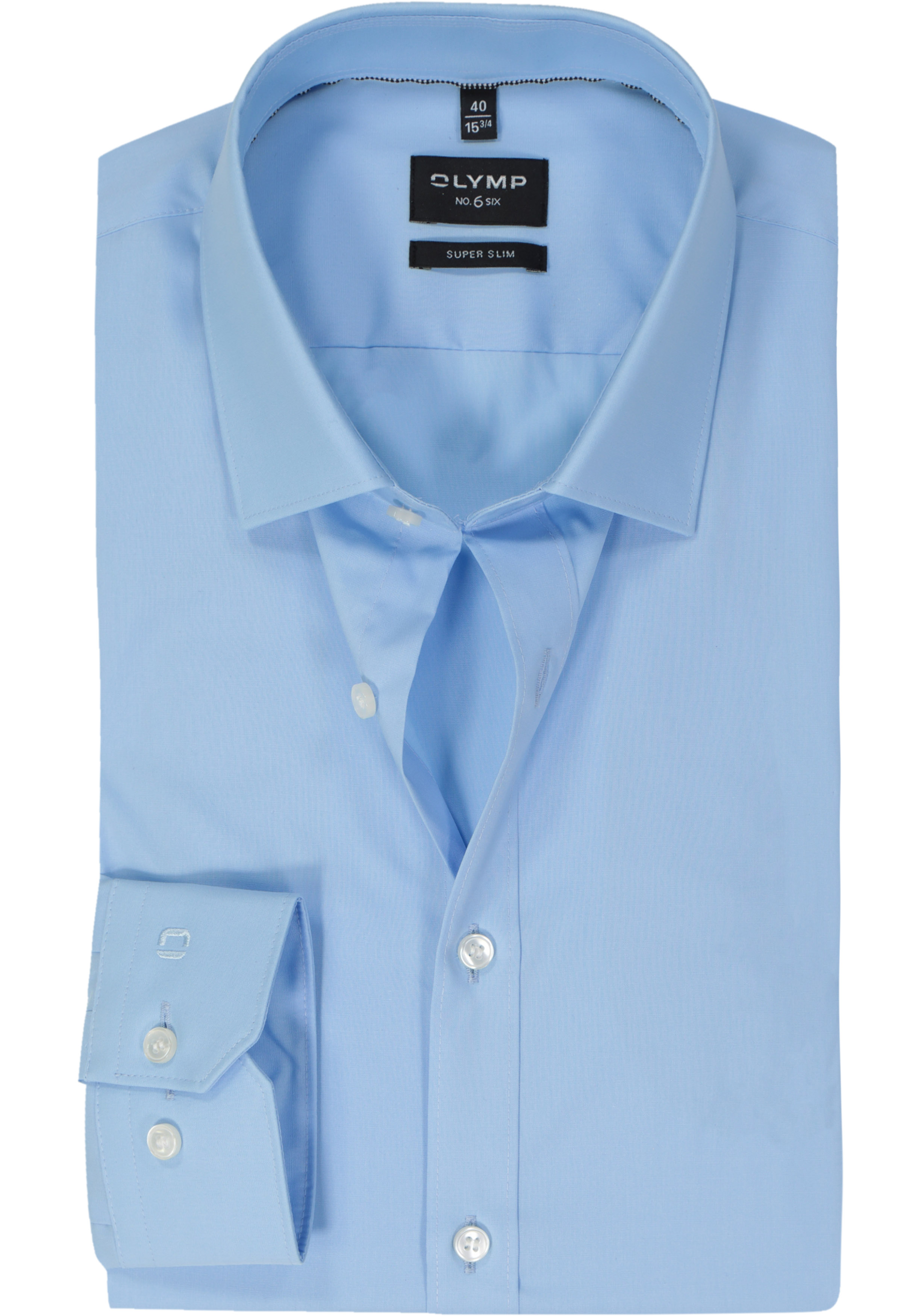 OLYMP No. Six super slim fit overhemd, mouwlengte 7, lichtblauw