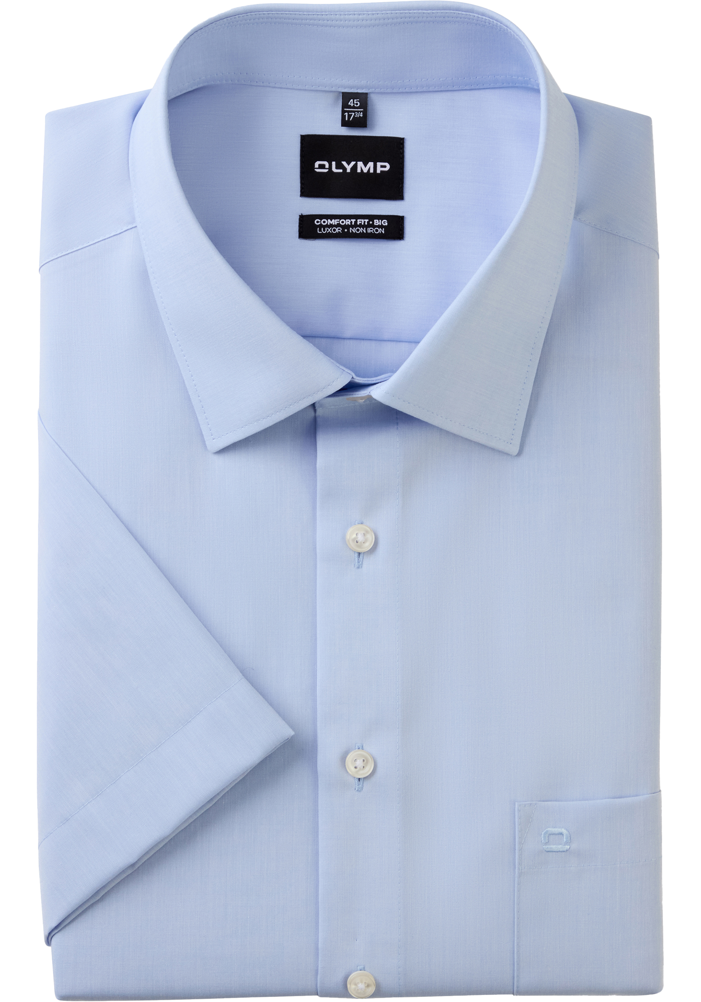 OLYMP Luxor comfort fit Big overhemd, korte mouw, chambray, lichtblauw