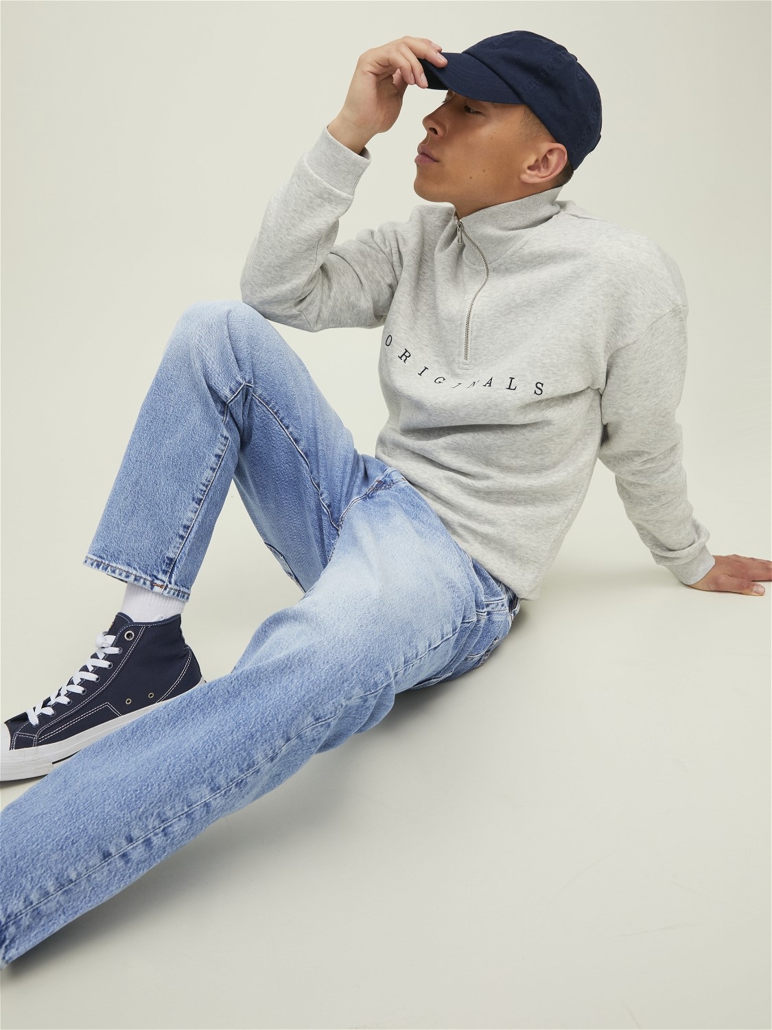 JACK & JONES Frank Leen Cropped relaxed fit, heren jeans, denimblauw