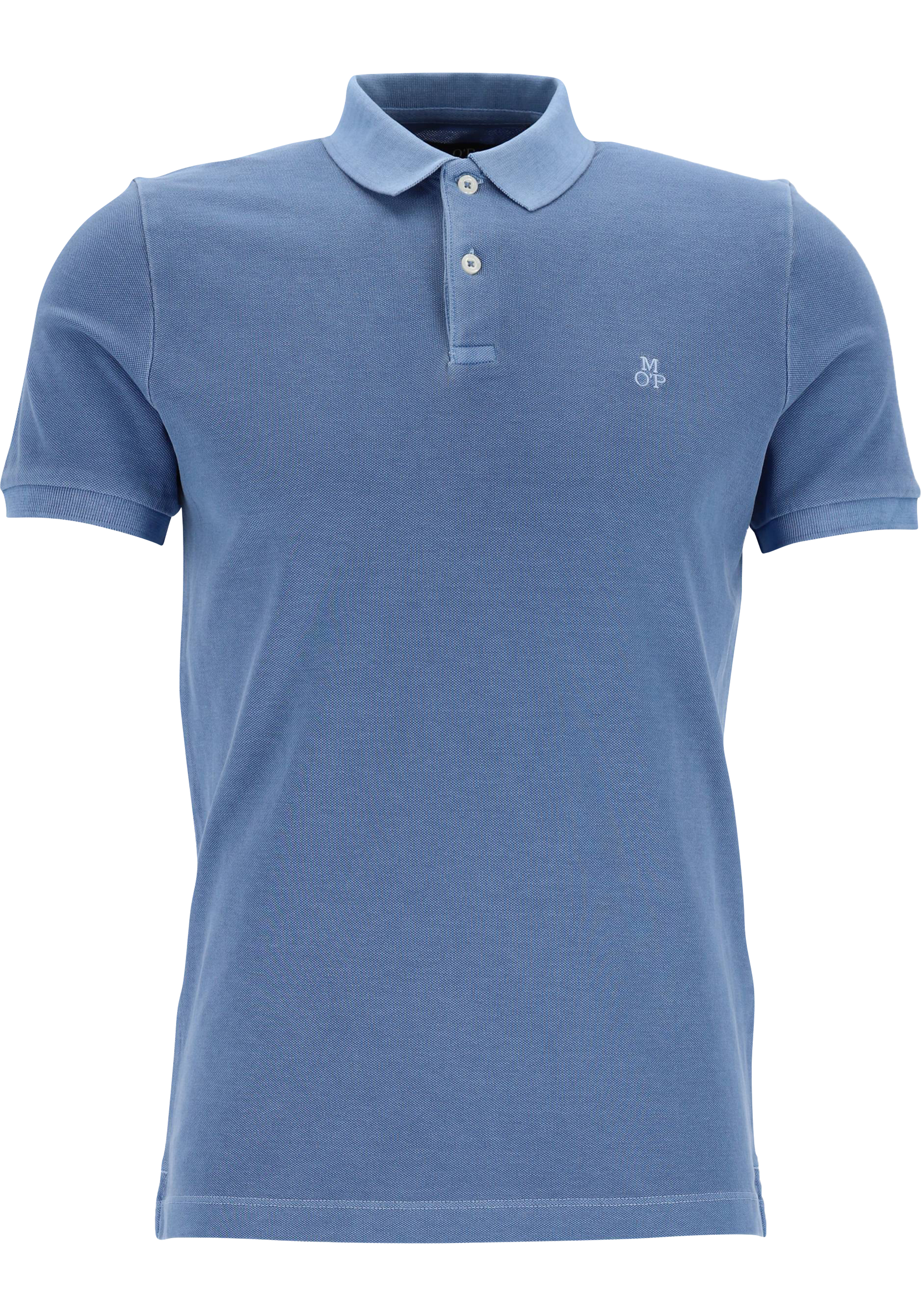 Marc O'Polo shaped fit polo, heren poloshirt korte mouw, middenblauw