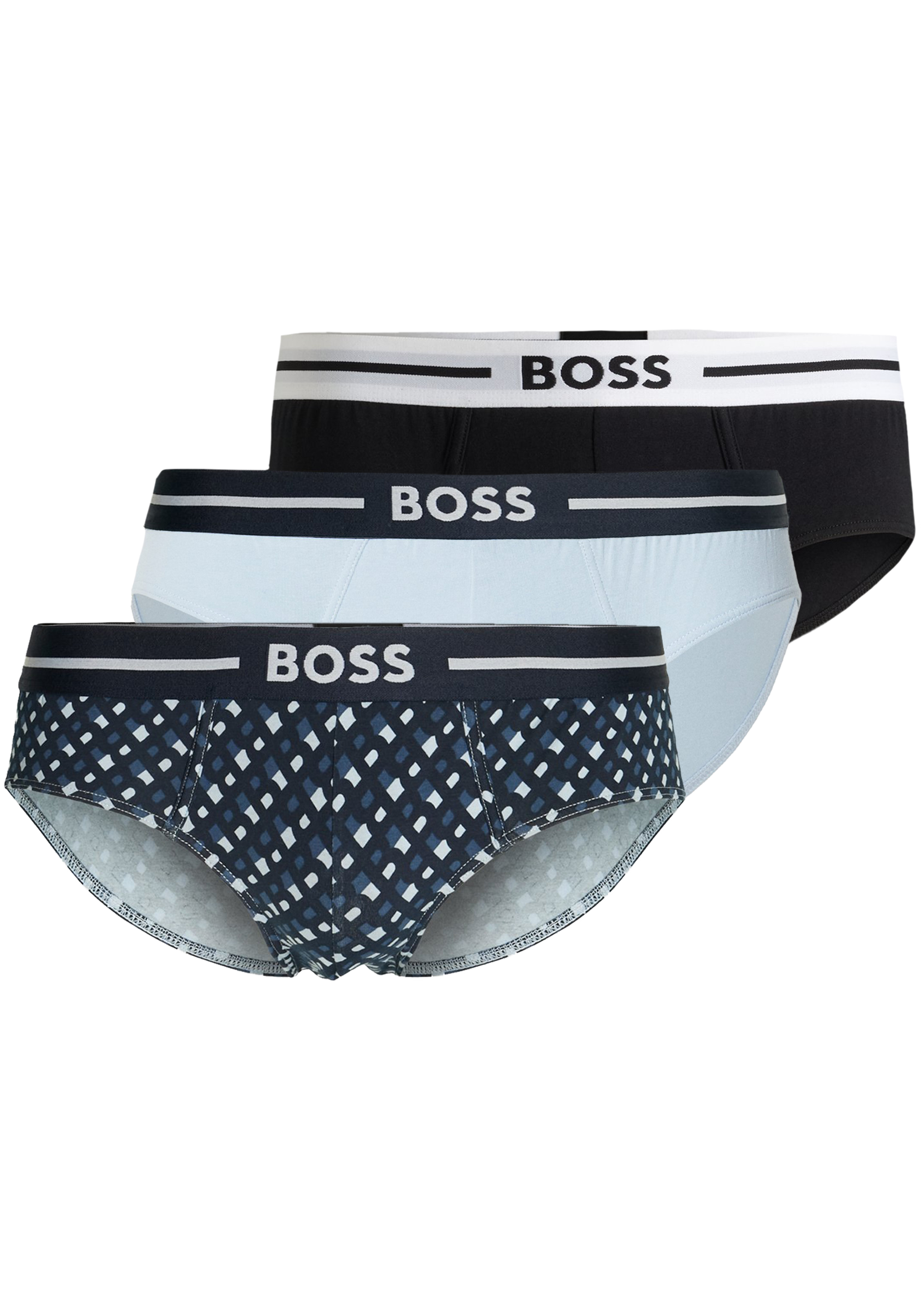 BOSS Lot De 3 Slips Homme Coton Élasthanne - Confort Quotidien Et Coupe Classique