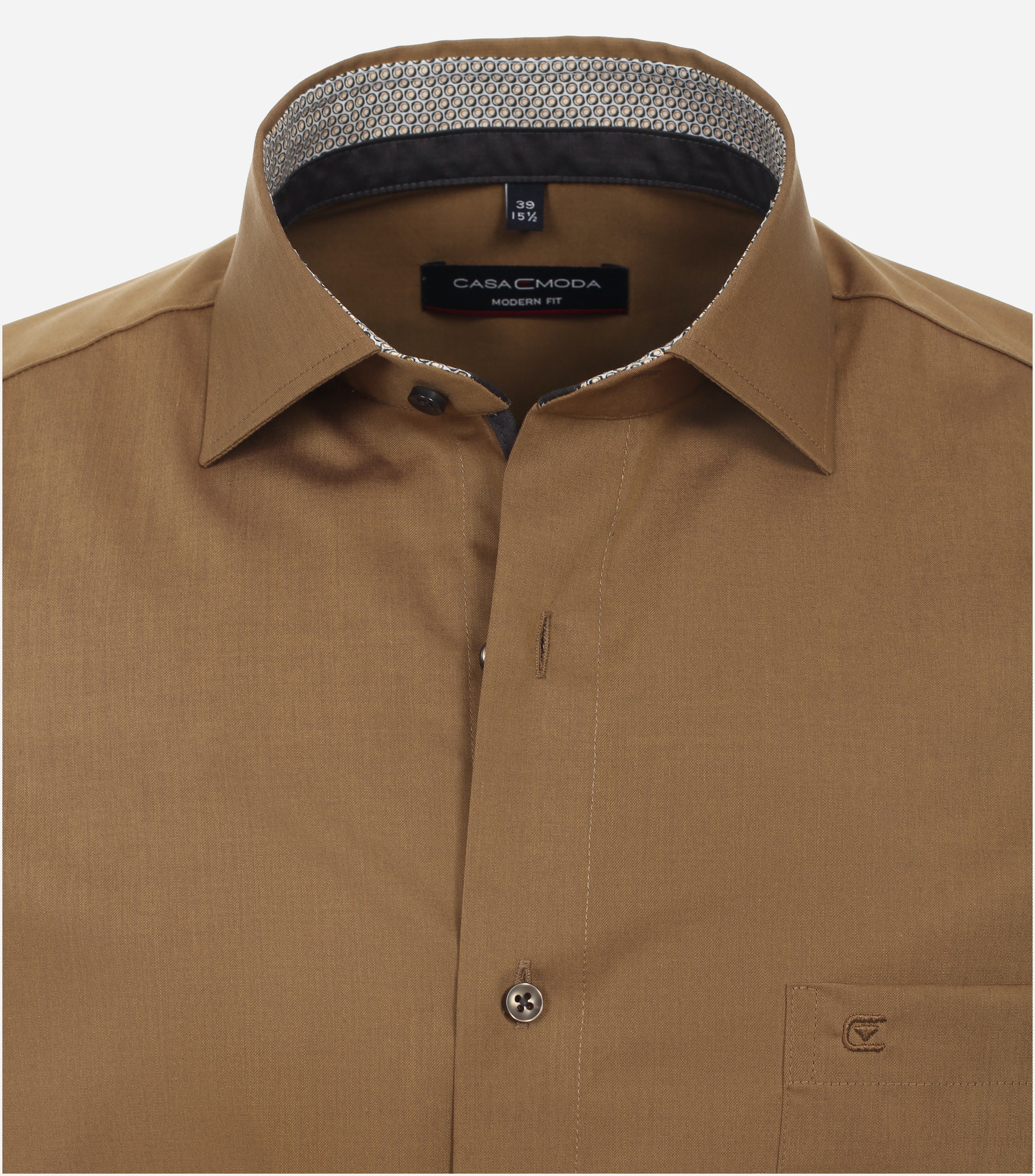 CASA MODA modern fit overhemd, popeline, bruin
