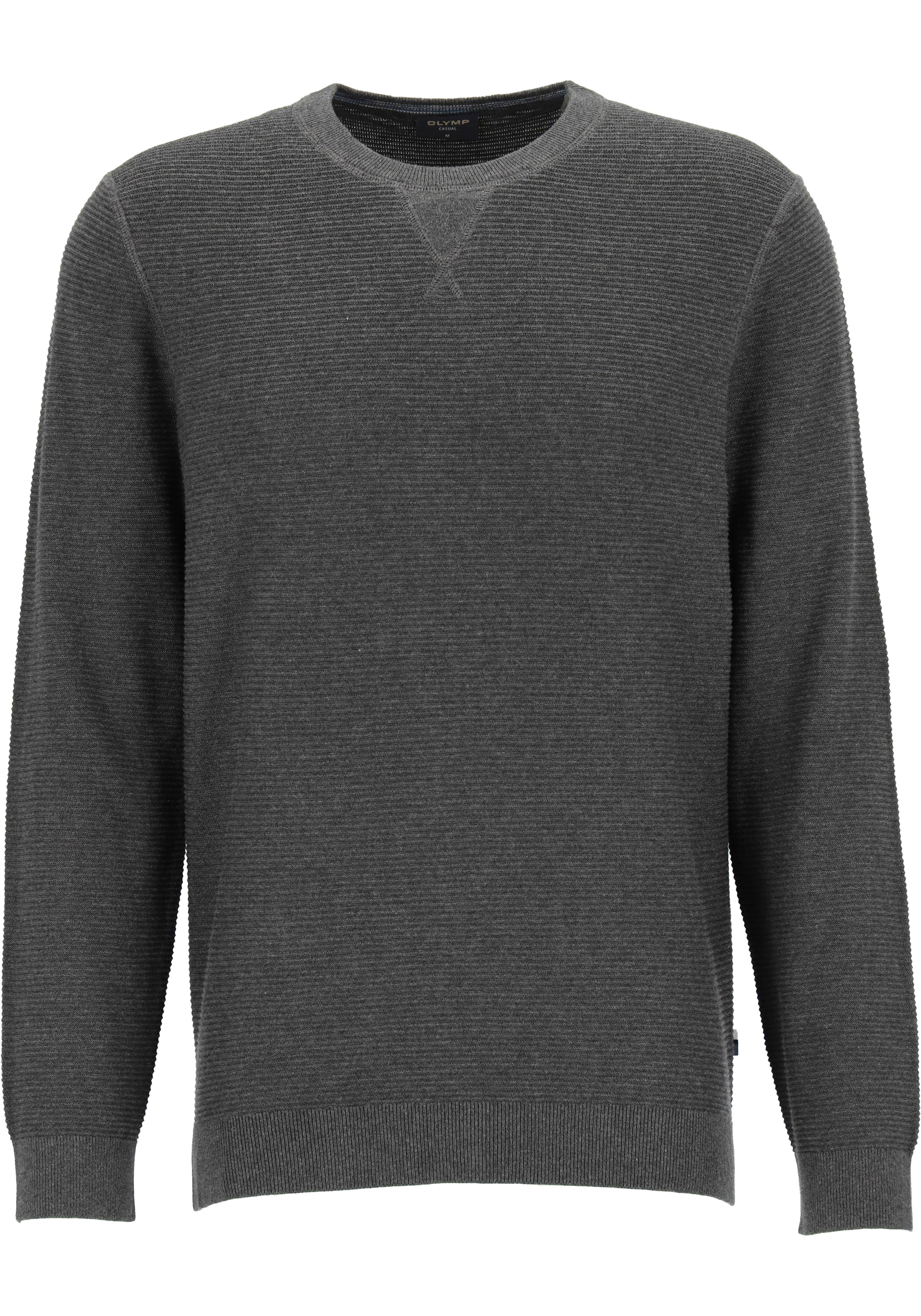 OLYMP Casual modern fit pullover katoen, antraciet