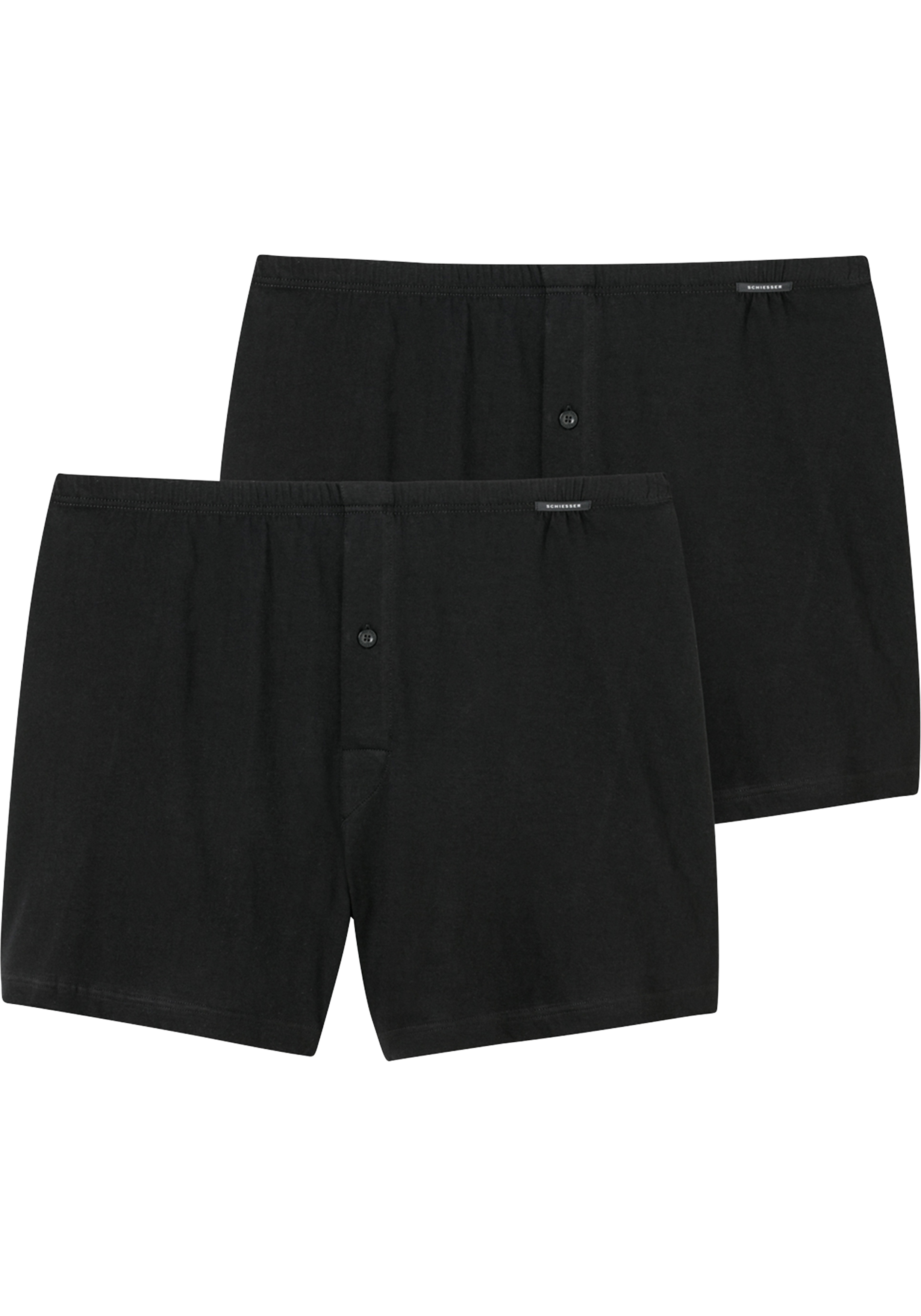 SCHIESSER Cotton Essentials boxershorts wijd (2-pack), tricot, zwart