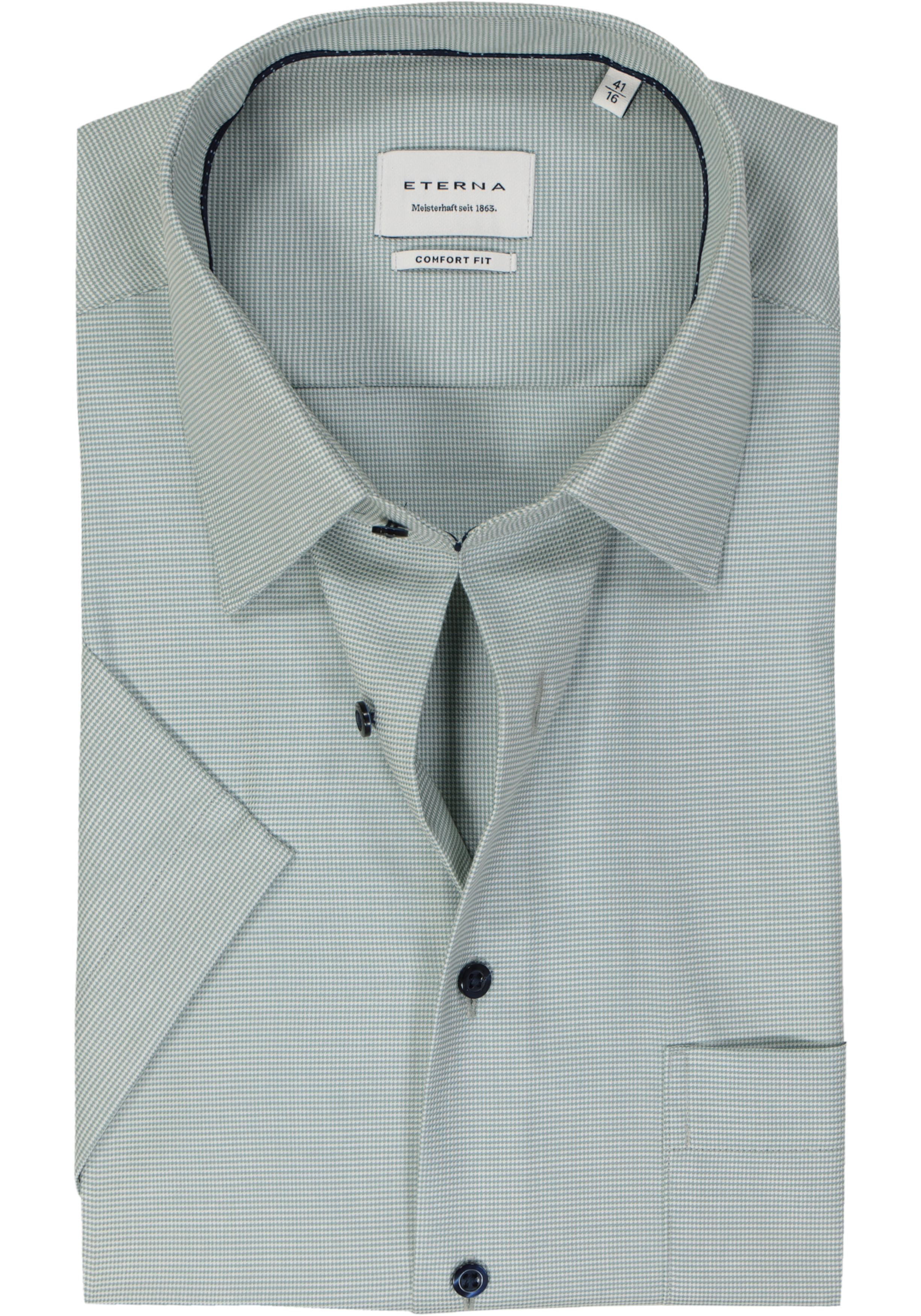 ETERNA comfort fit overhemd korte mouw, twill, groen