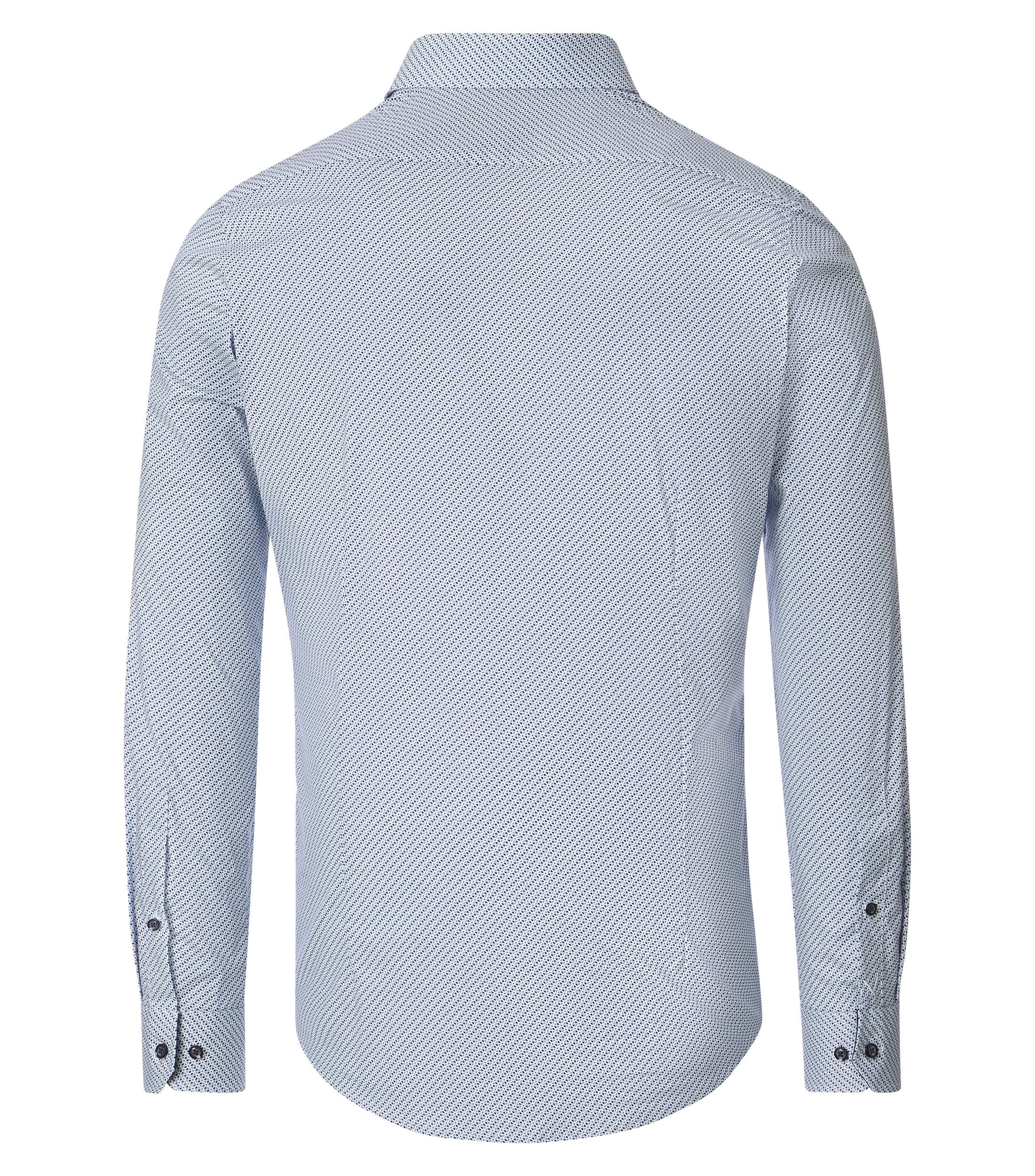 VENTI body fit overhemd, popeline, wit met blauw dessin