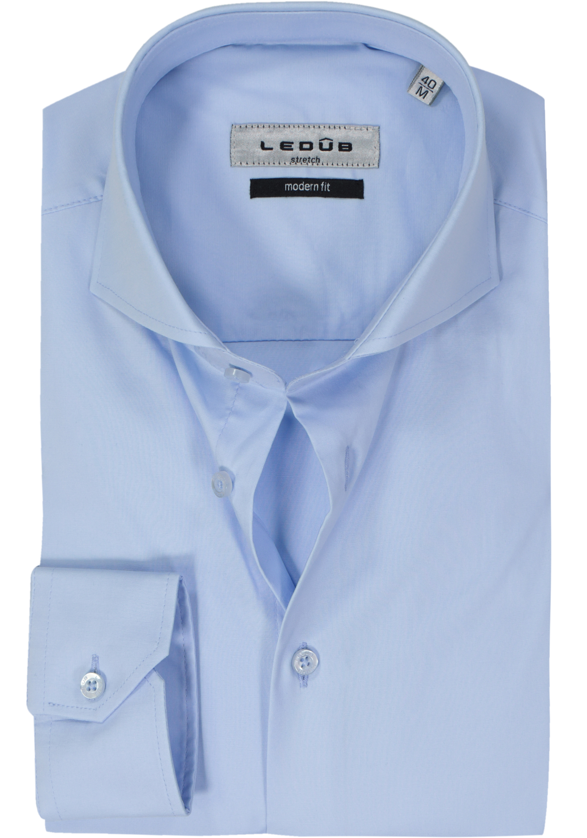 Ledub modern fit overhemd, lichtblauw stretch
