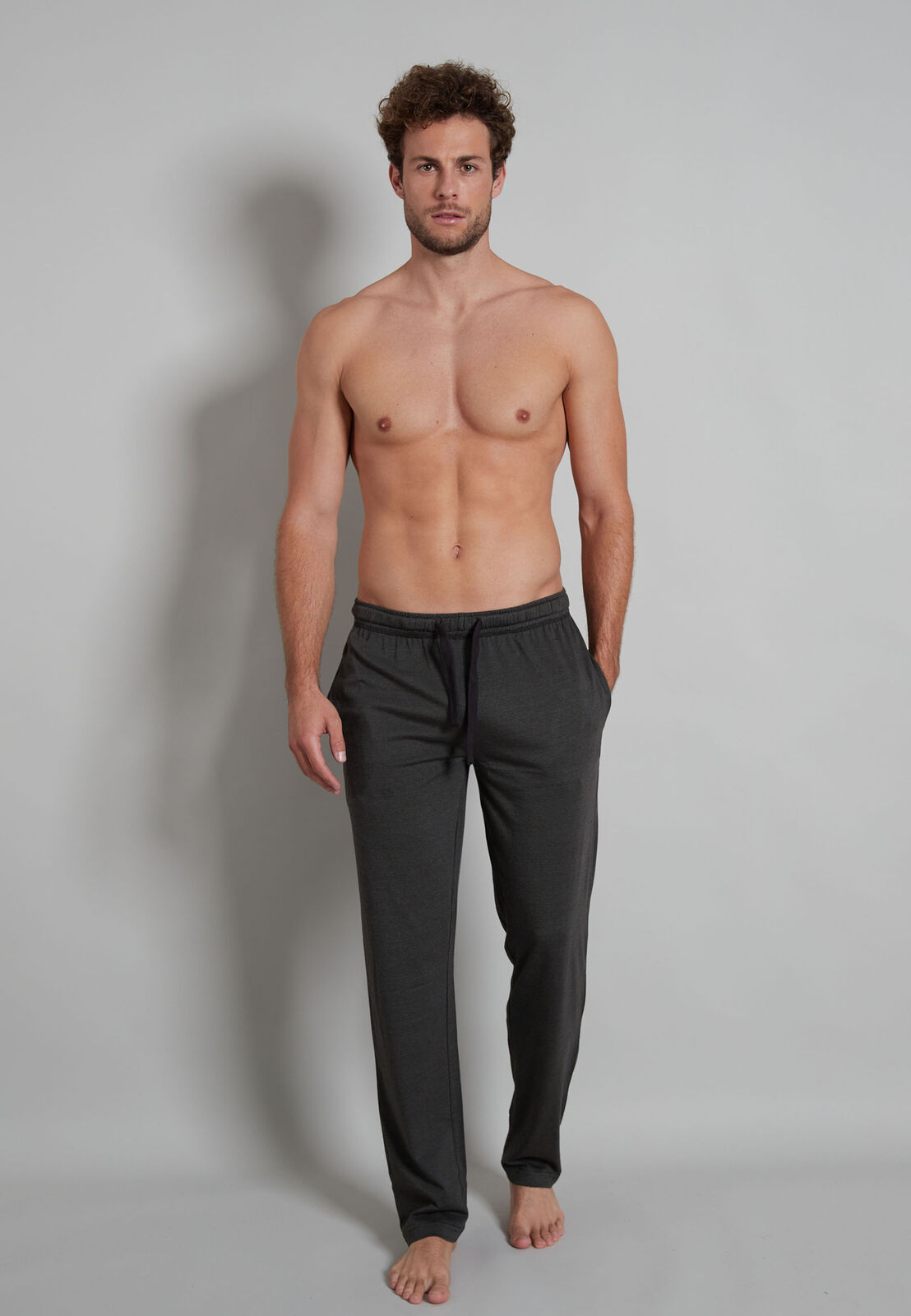 Ceceba heren pyjama- of loungebroek, donkergrijs gestreept