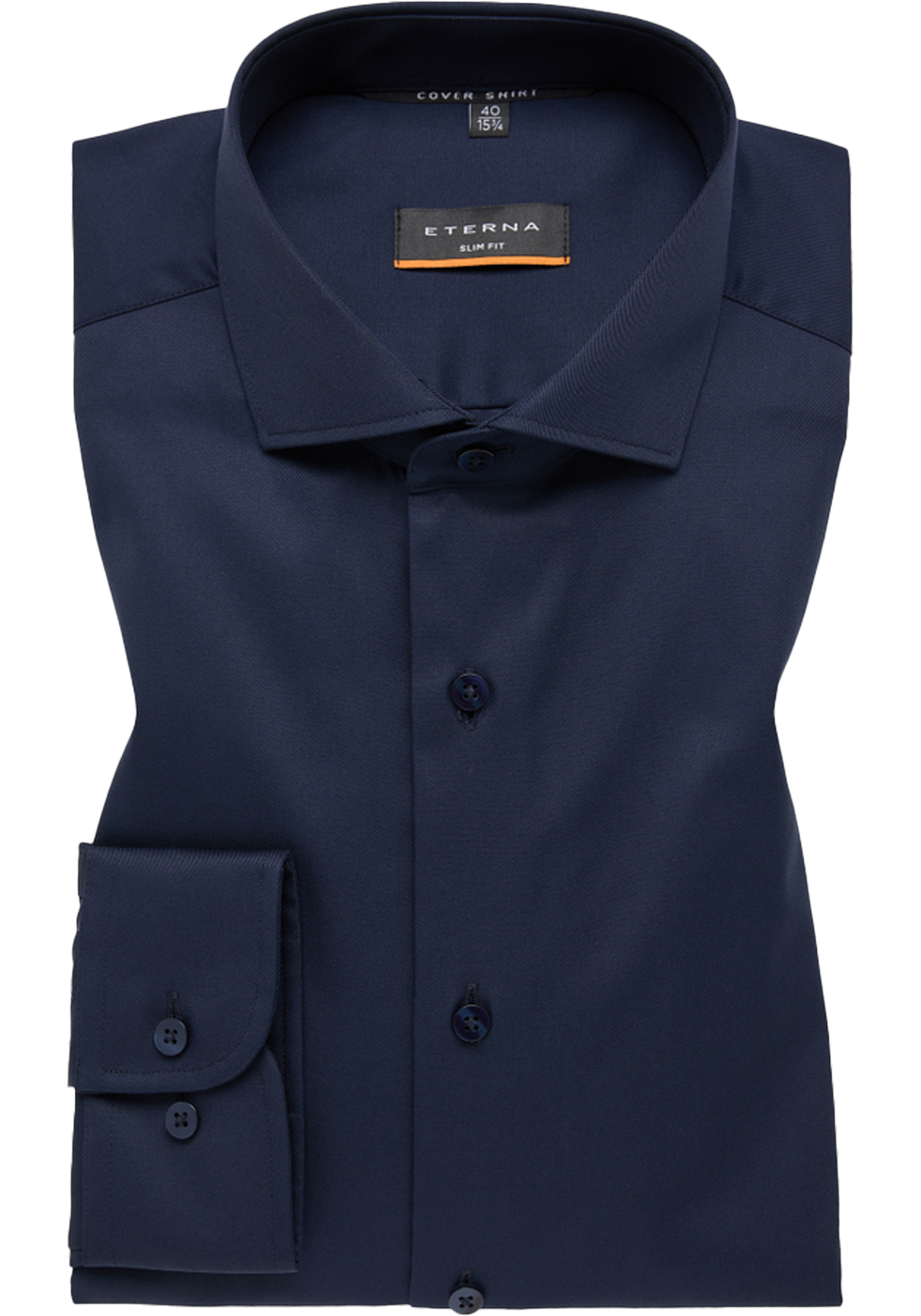 ETERNA slim fit overhemd, twill, donkerblauw
