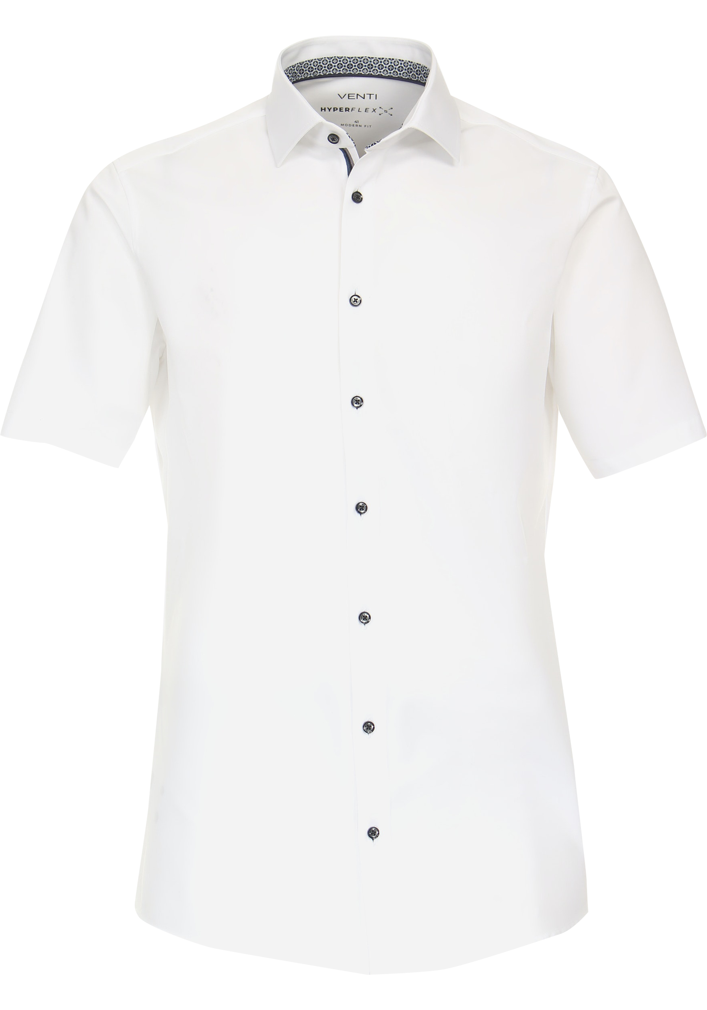 VENTI modern fit overhemd, korte mouw, twill, wit