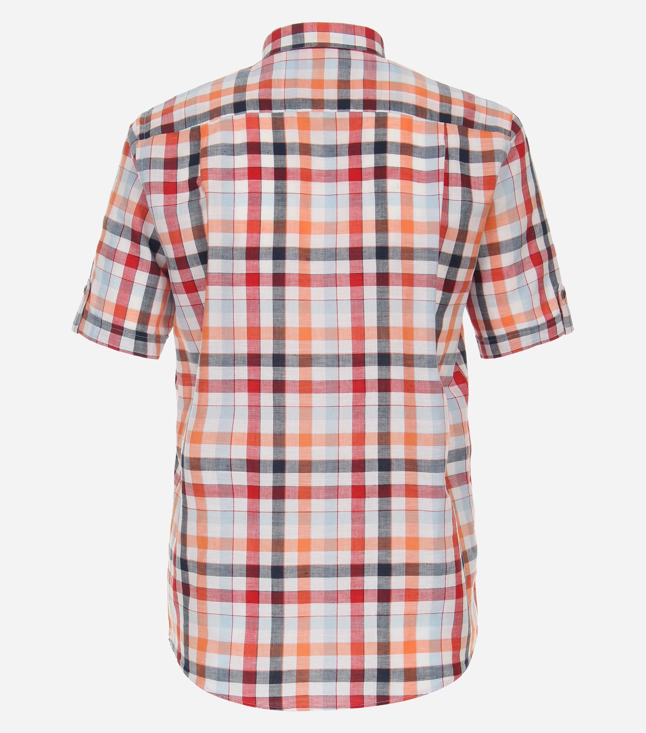 Redmond modern fit overhemd, korte mouw, popeline, rood geruit
