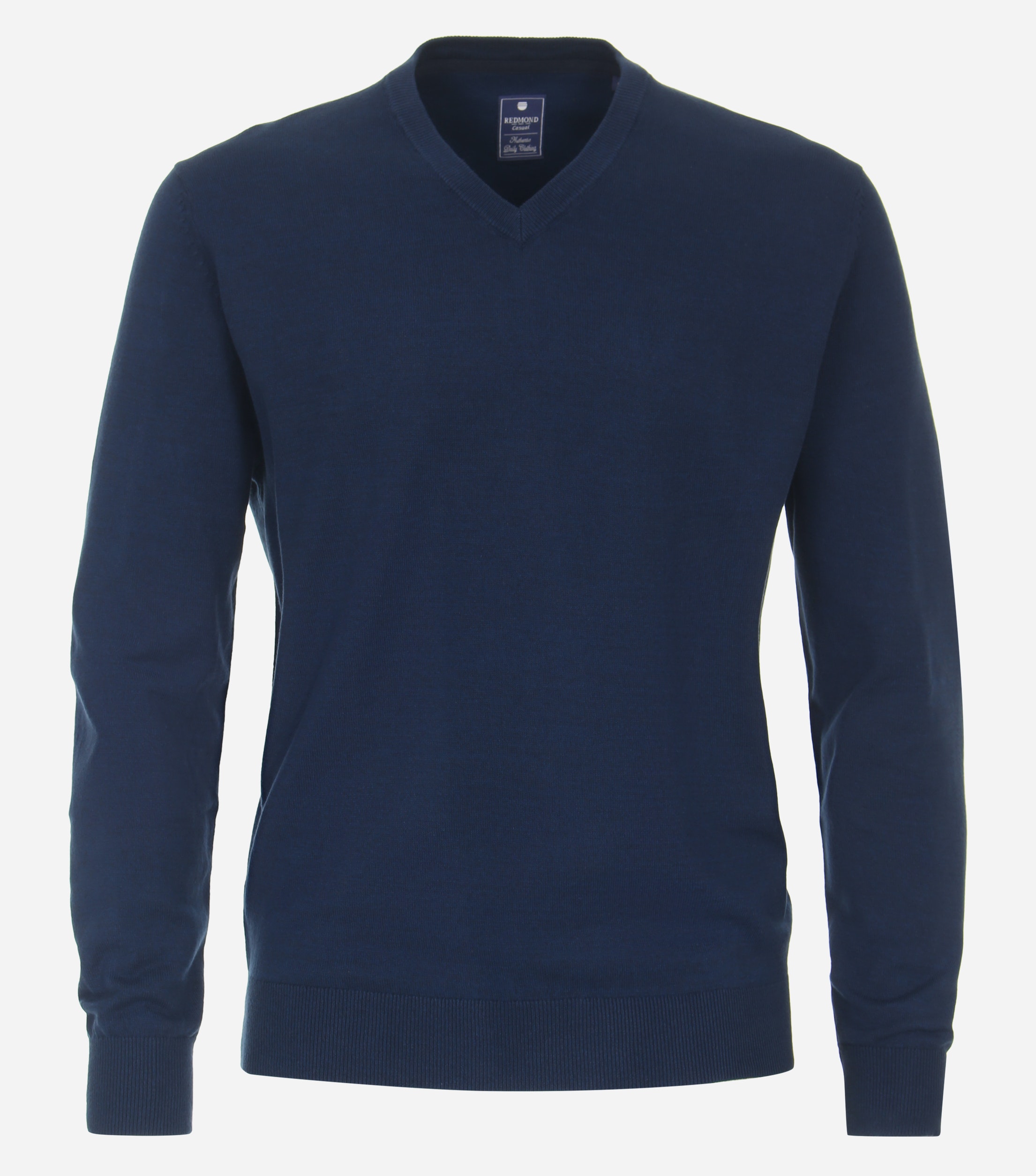 Redmond heren trui katoen, V-hals, blauw (middeldik)