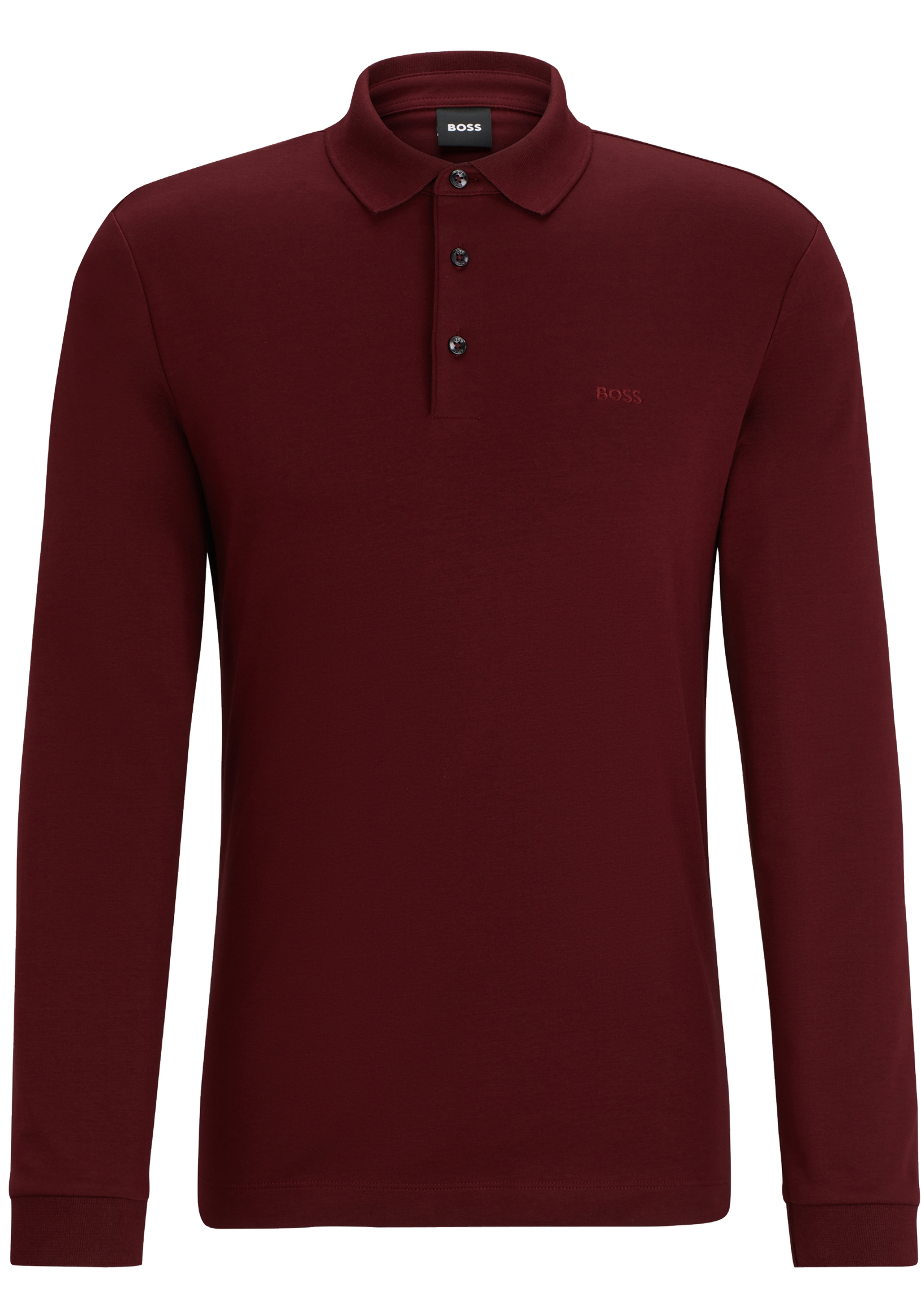 BOSS Pado regular fit polo lange mouw, jersey, rood