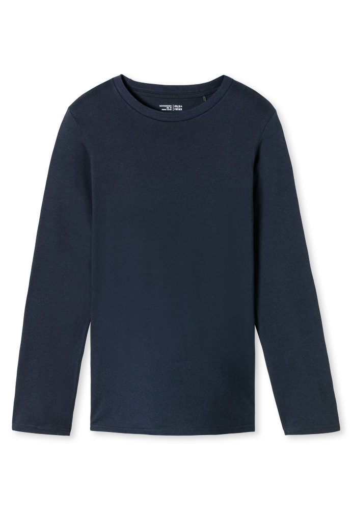SCHIESSER Mix + Relax Shirt 1/1 arm, heren T-shirt lange mouw, nachtblauw