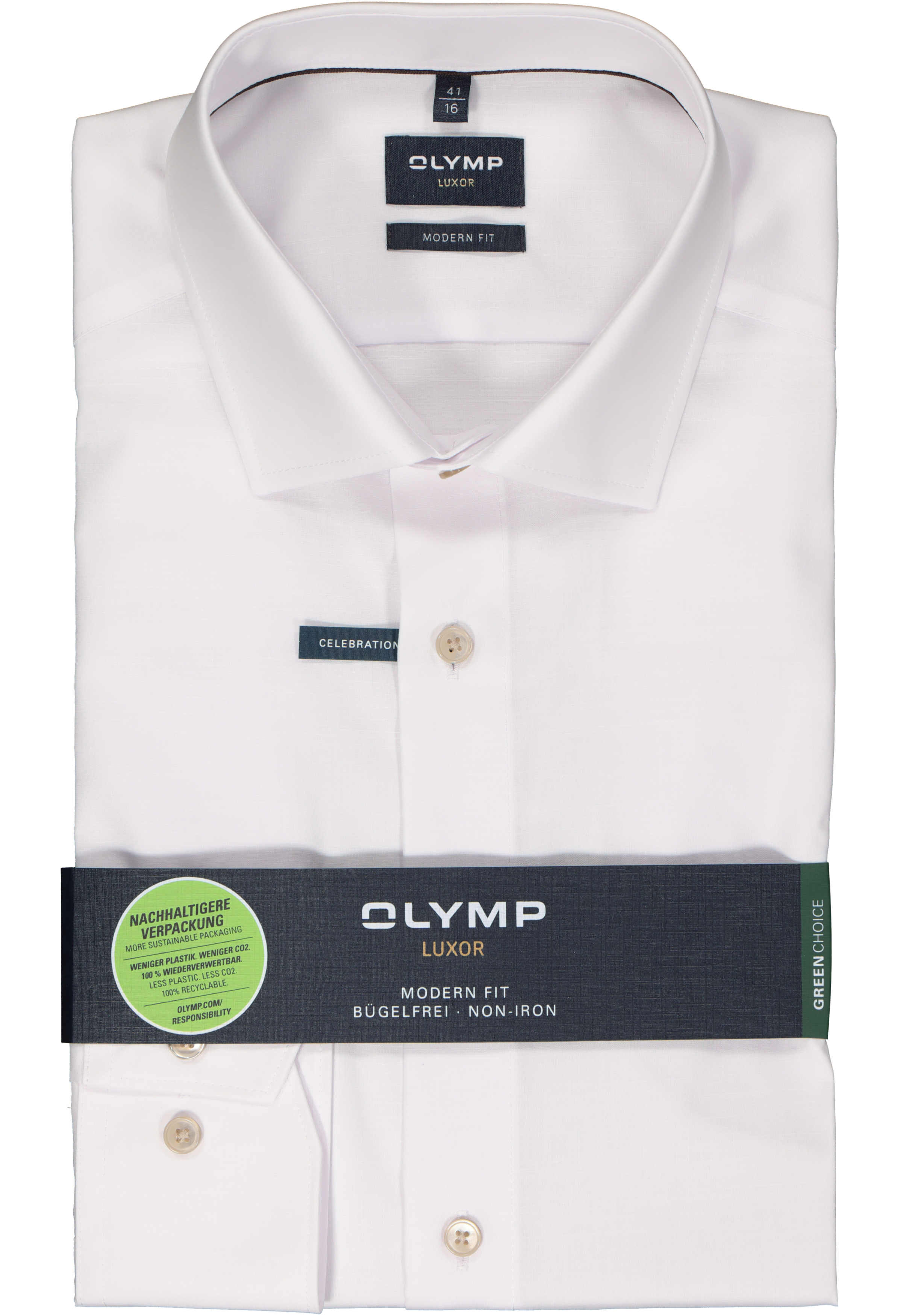 OLYMP modern fit overhemd, structuur, wit