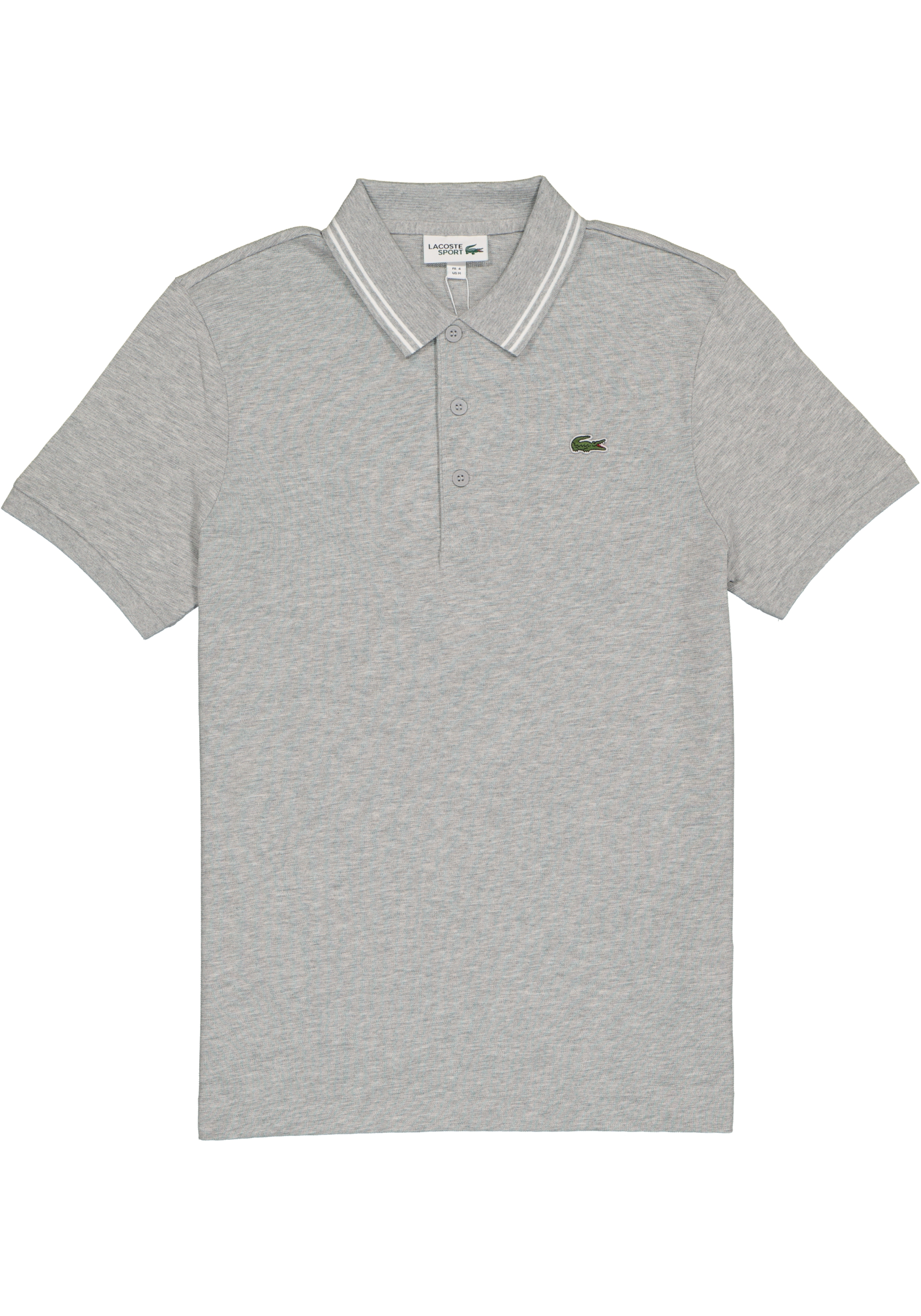 Lacoste Sport polo Regular Fit, super light knit, grijs melange met wit