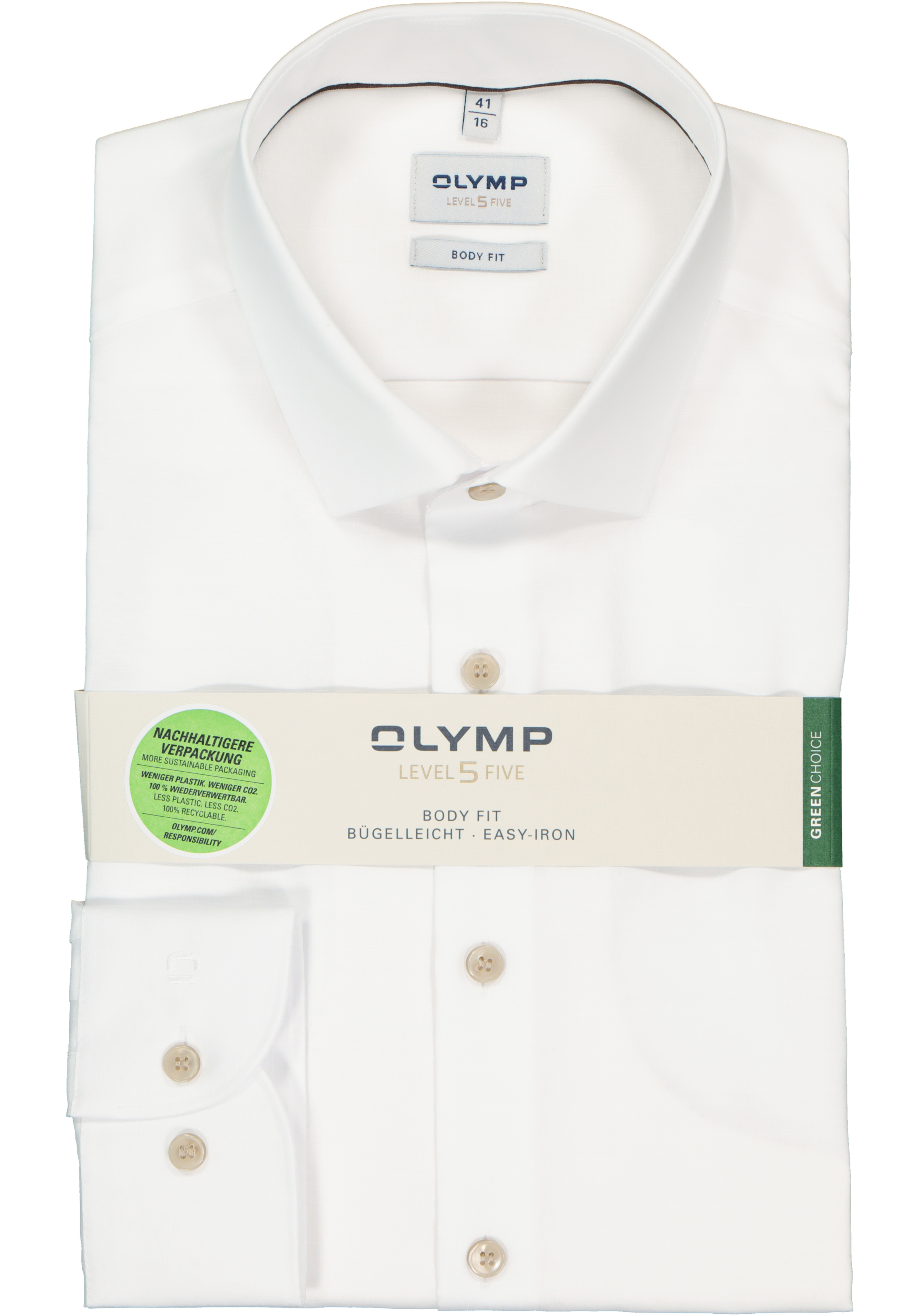 OLYMP Level 5 body fit overhemd, structuur, wit