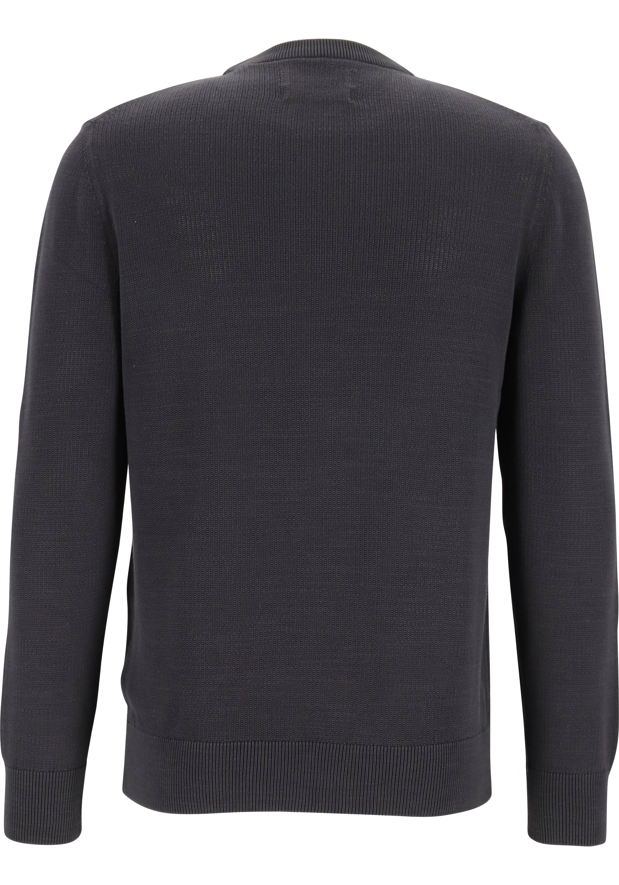 Marc O'Polo regular fit pullover, heren trui katoen met O-hals, zwart (middeldik)