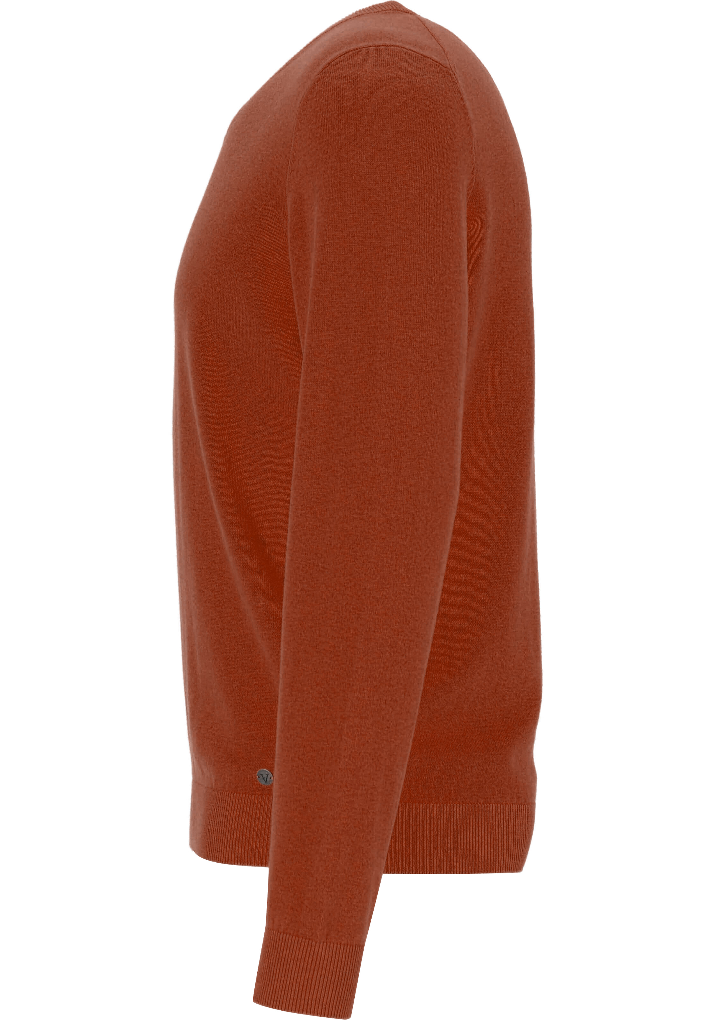 MARVELIS modern fit trui katoen, V-hals, roestbruin