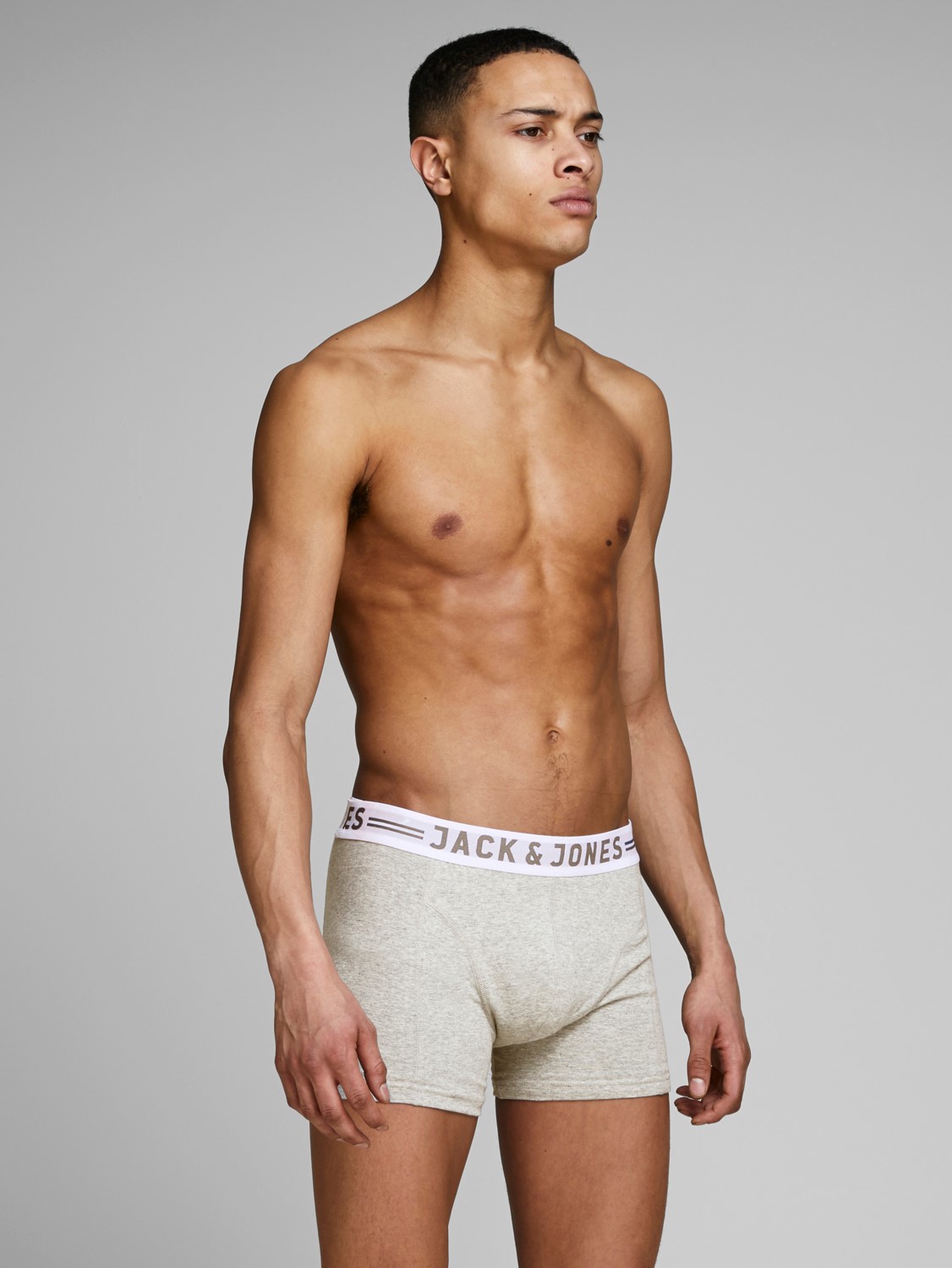 JACK & JONES Jacsense trunks (1-pack), heren boxer normale lengte, lichtgrijs melange