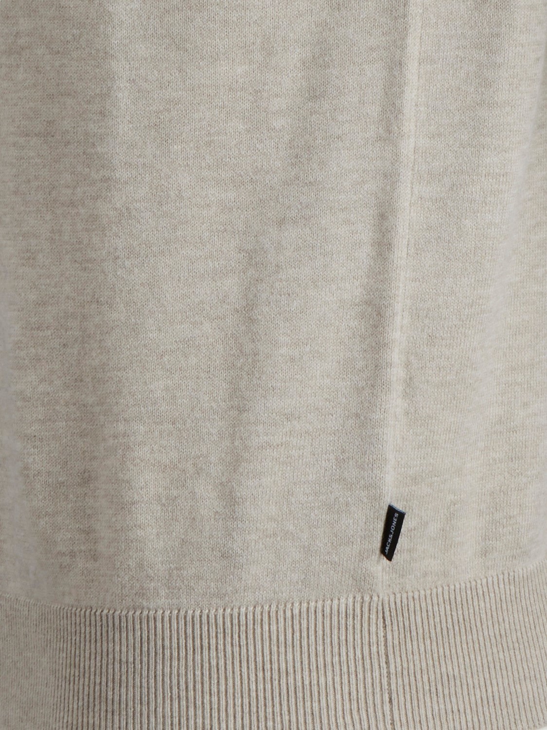 JACK & JONES Emil knit v-neck slim fit, heren pullover viscosemengsel met V-hals, beige melange