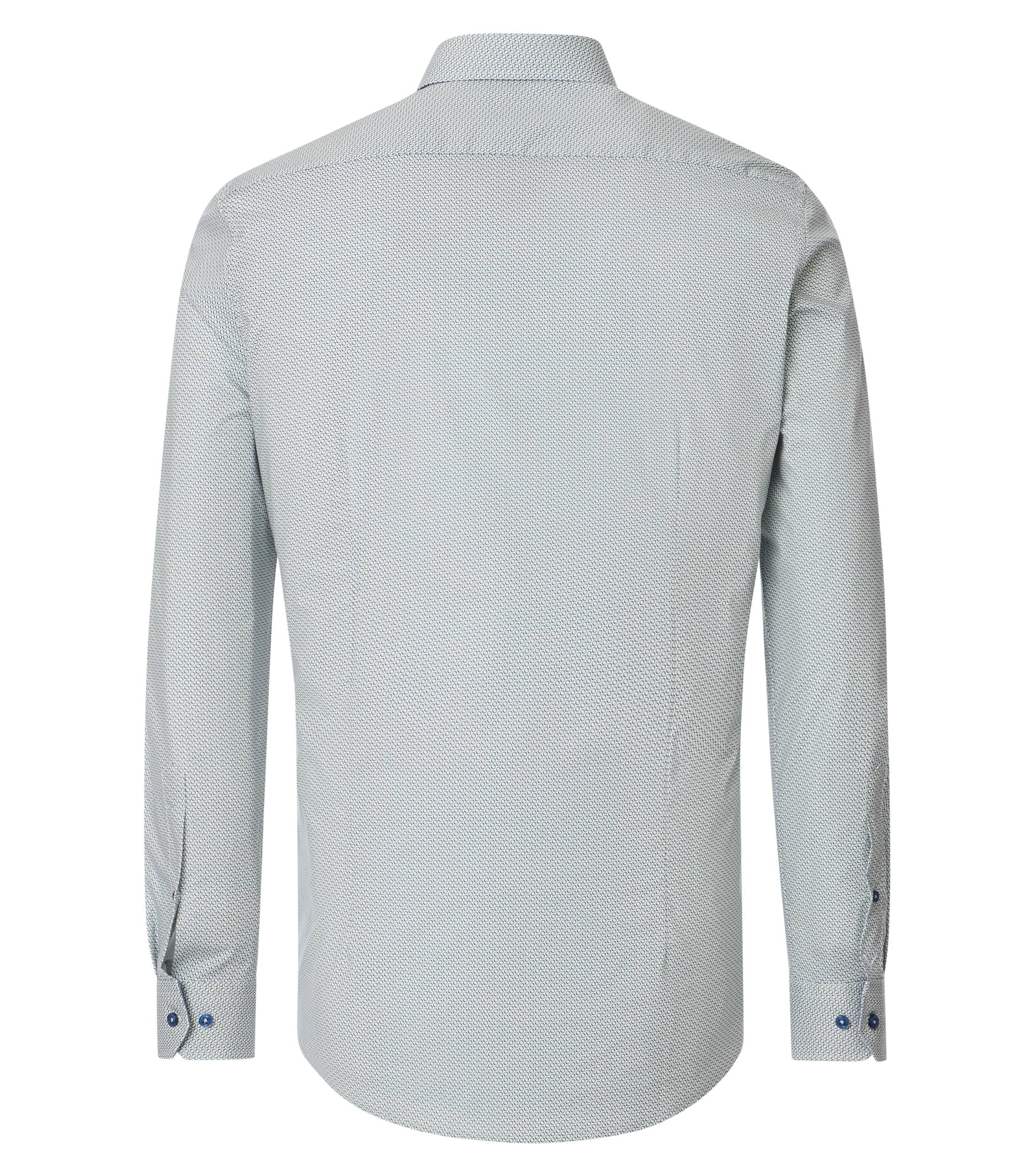 VENTI body fit overhemd, popeline, groen met blauw en wit dessin