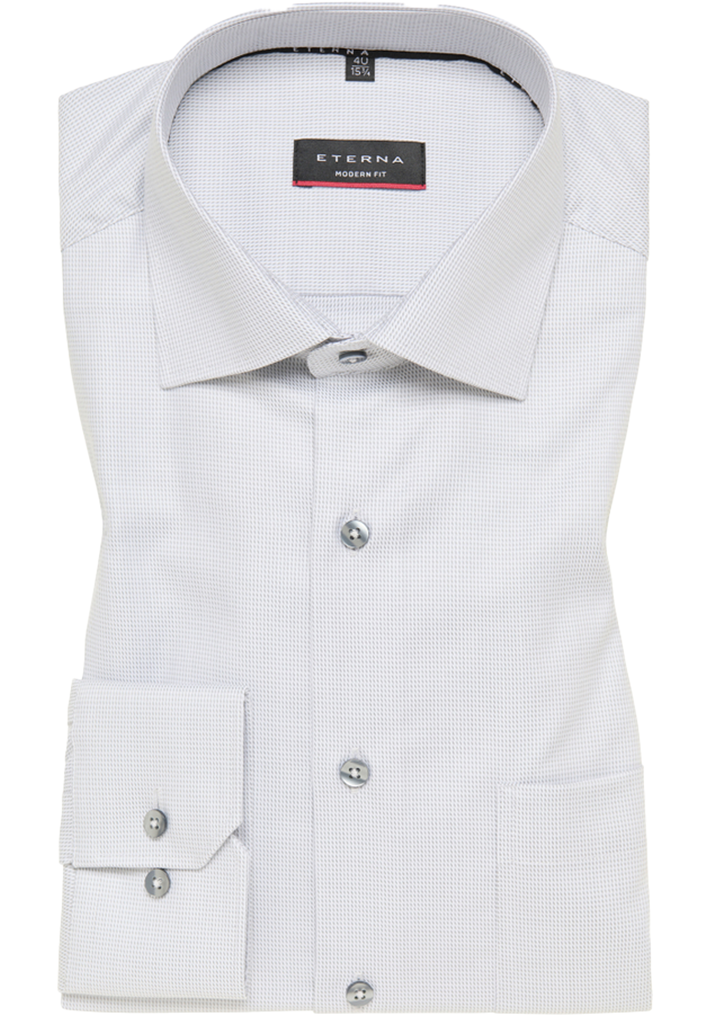 ETERNA modern fit overhemd, structuur, grijs